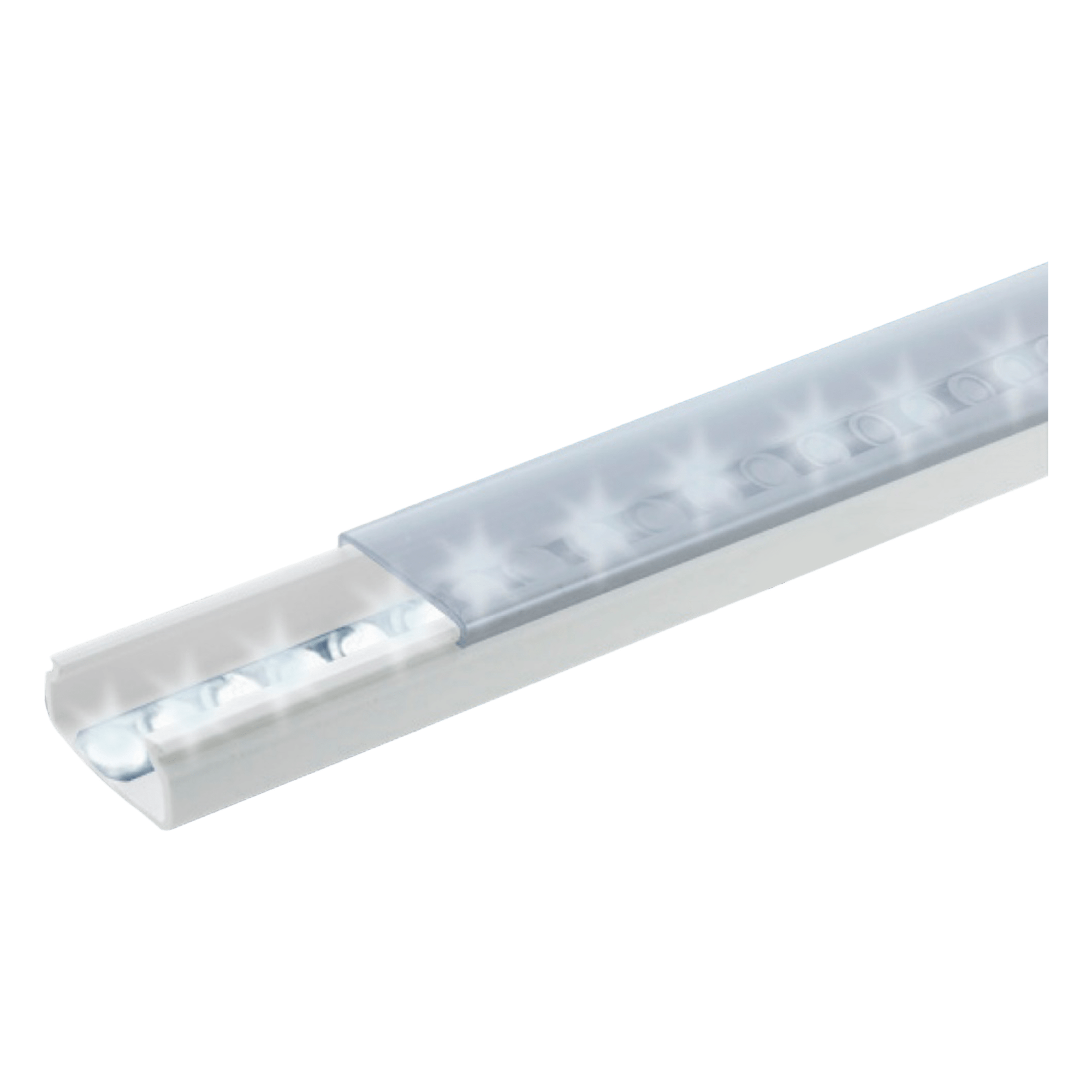 Canal para Tira LED / 20 x 10 mm / Tapa Transparente / PVC Autoextinguible / 1.53 m (5.02 ft) / Adhesivo Integrado — THORSMAN · SKU TMK-1020-TP2