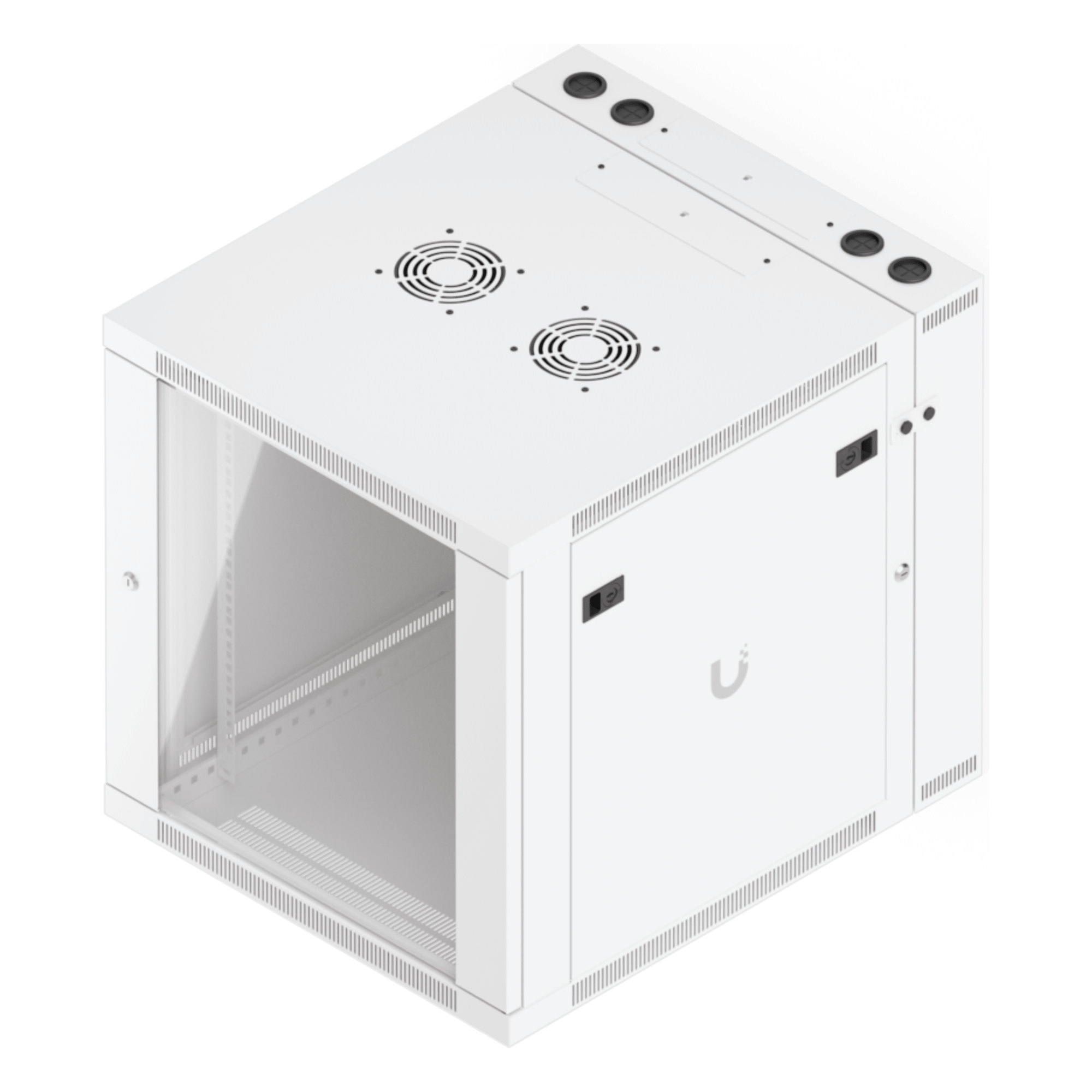 Gabinete Rack 12U / 600x703 mm / Puerta Vidrio Templado / Puerta Trasera Abatible / Paneles Laterales con Llave / Acero SPCC 1.2 mm