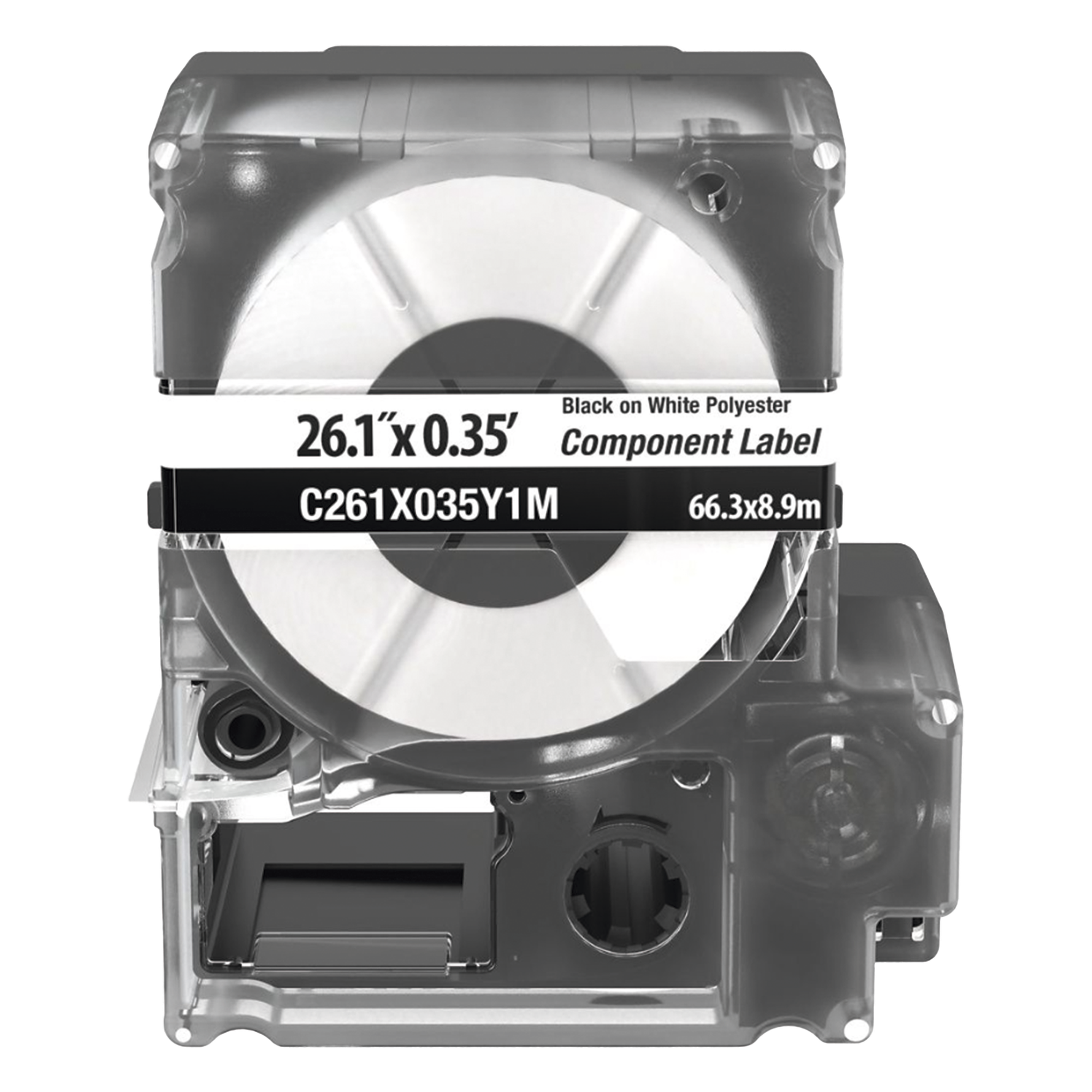 Casete de Etiquetas / Poliéster No Adhesivo / 100 Etiquetas / 2.61 x 0.35 pulg. / 66.3 x 8.9 mm / Identificación 4 Puertos / Blanco — PANDUIT · SKU C261X035Y1M