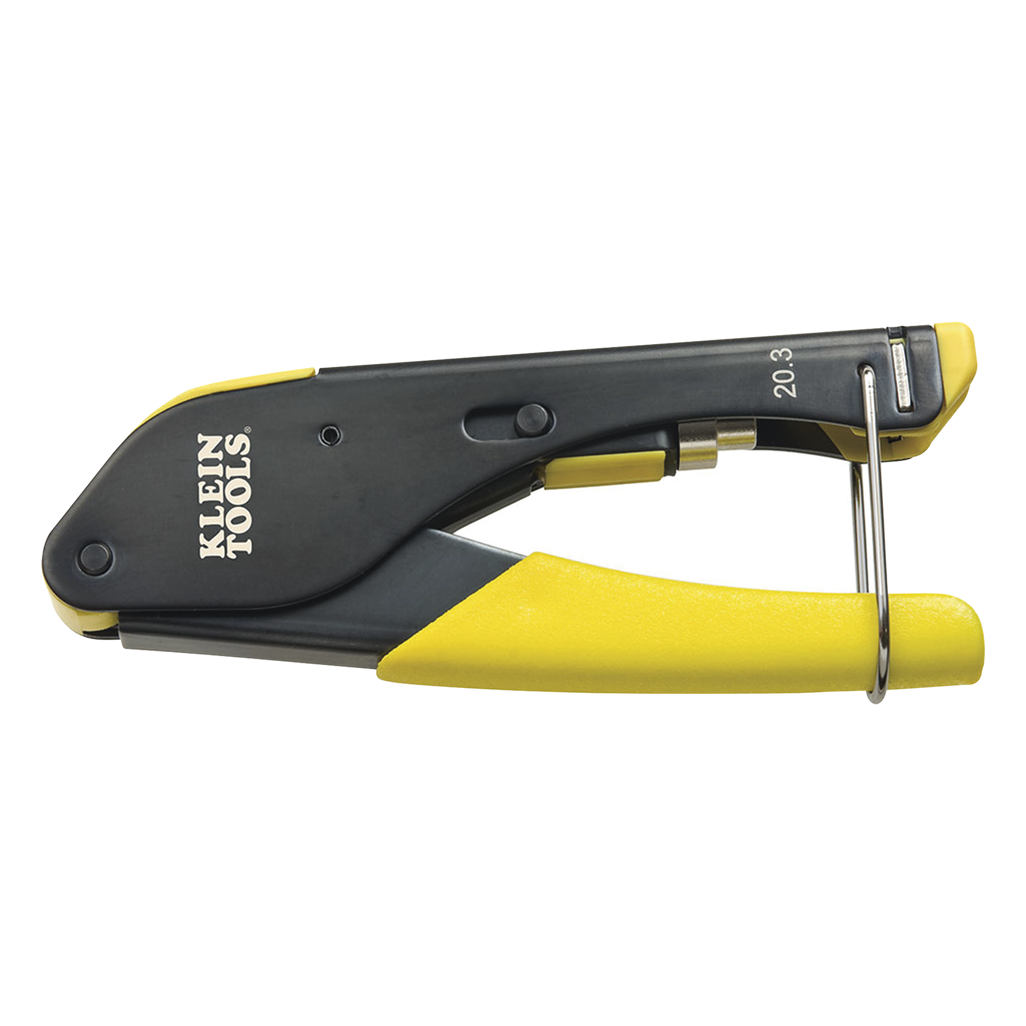 Pinza de Compresión para Conector F / Cables RG59 y RG6/6Q / Acero Antioxidante / Mango con Seguro / 5.59' (1700 mm) de Longitud — KLEIN TOOLS · SKU VDV212-008-SEN