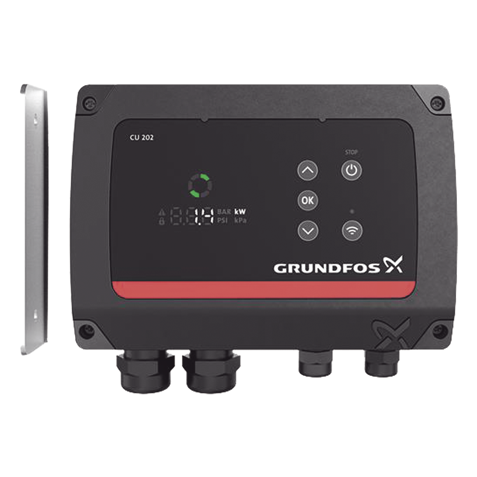 Unidad de Control y Comunicación / Sin Cables Adicionales / Indicadores LED / Protección en Seco / Compatible SQFLEX — GRUNDFOS · SKU CU202
