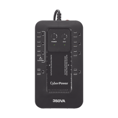 UPS de 350 VA/255 W, Topología Standby con Modo Ahorrador ECO, Entrada 120 Vca NEMA 5-15P, Con 8 Tomas NEMA 5-15R 