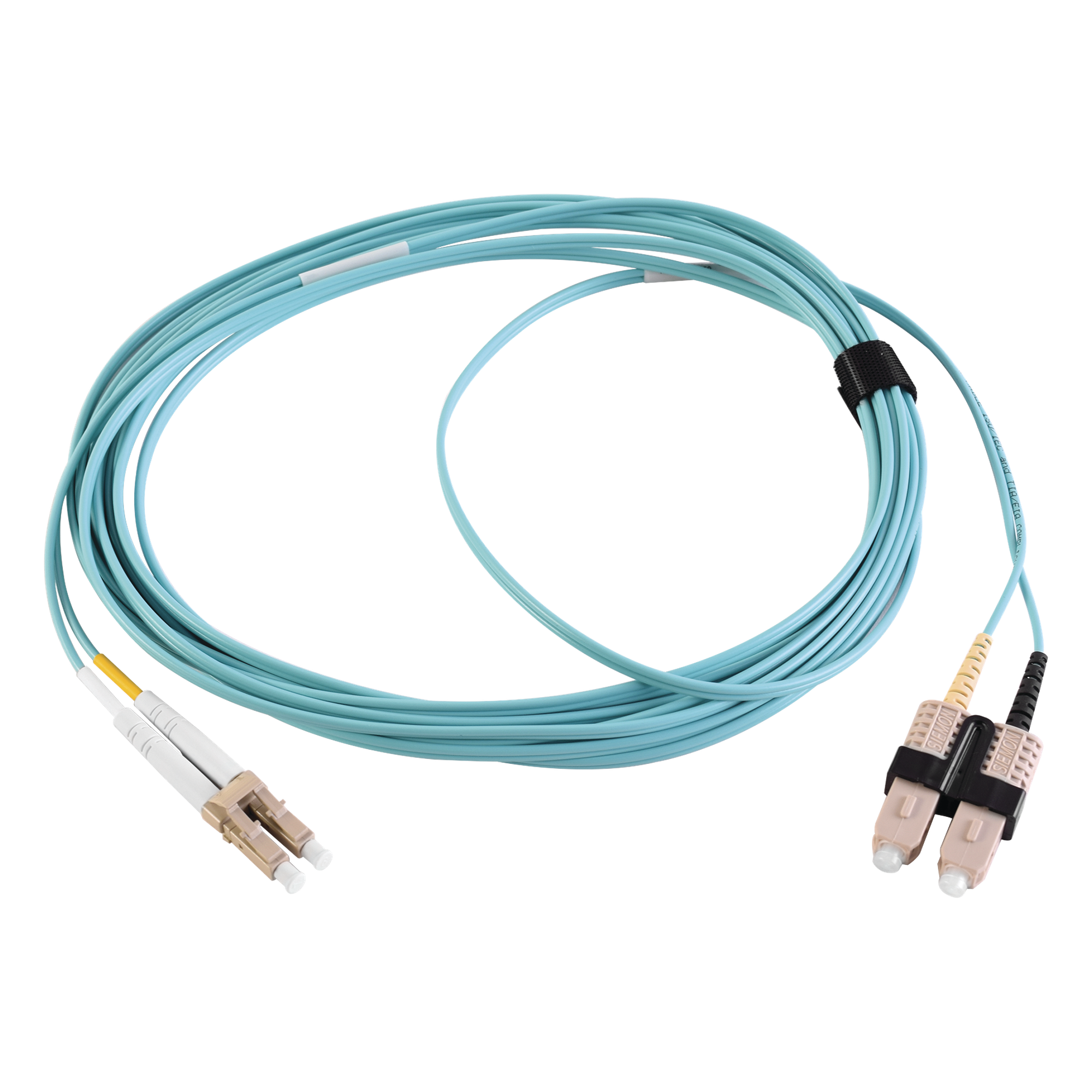 Jumper de Fibra Óptica Multimodo 50/125 OM3 / LC-SC Duplex / OFNR / Aqua / 1 Metro (3.28 Pies) — SIEMON · SKU FJ2-LCSC5L-01AQ