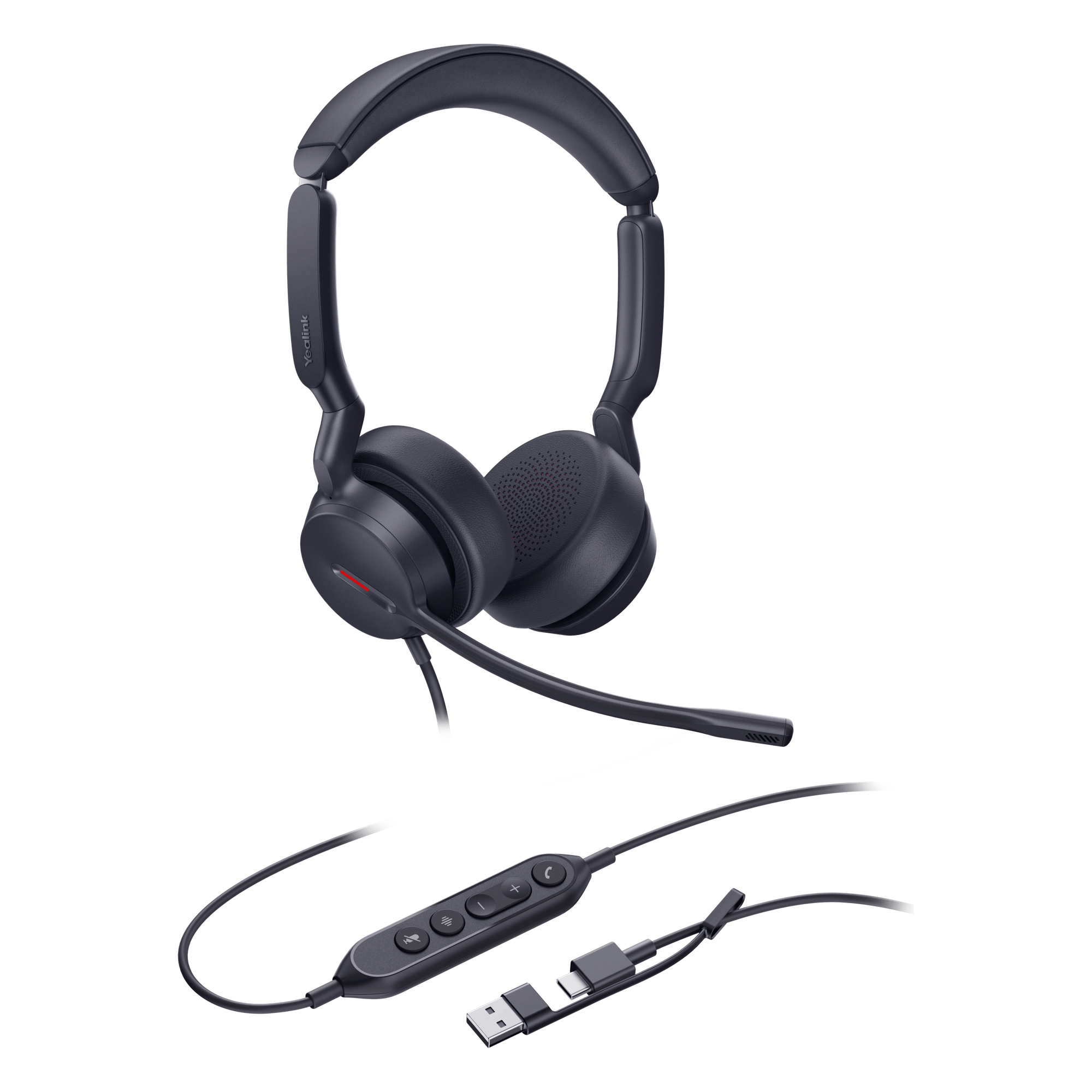 Auriculares USB Profesionales / Cancelación de Ruido con IA / Altavoz 35 mm / USB-C/A Plug-and-Play / 20 Hz - 20 kHz — YEALINK · SKU UH44-DUAL-UC-USB-C/A