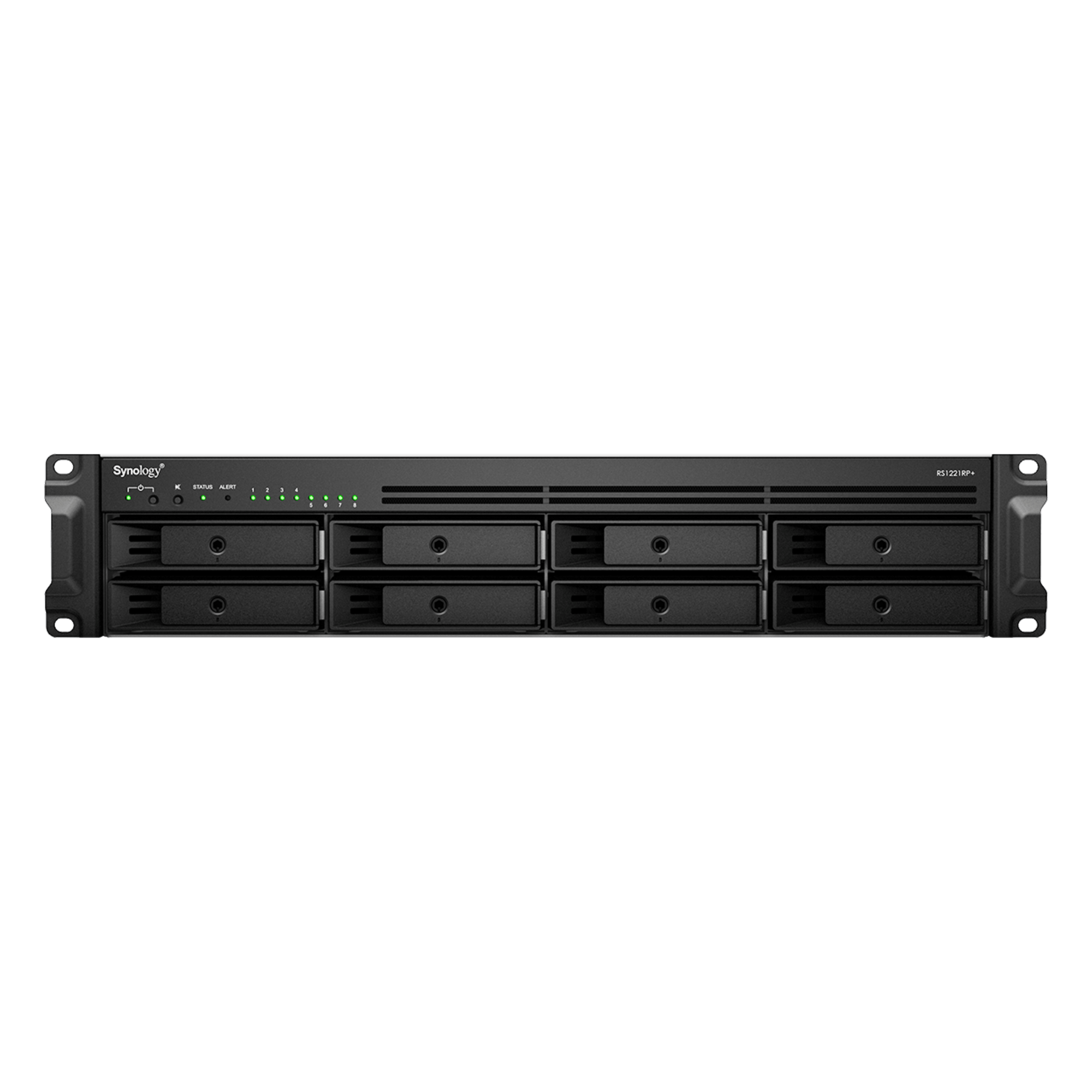 Servidor de Almacenamiento en Red Synology RackStation RS1221RP+ | 8 Bahías | Expandible a 12 Bahías | CPU AMD Ryzen V1500B | 4 GB DDR4 ECC | RAID Soportado | 10/25GbE | Virtualización Certificada | Protección de Datos Integral