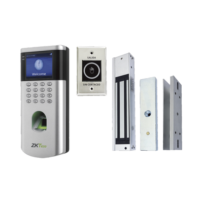 Control de Acceso Biométrico / Lector de Huella Dactilar / Conexión LAN / Salida de Relé NO/NC/COM / Botón de Salida Integrado — ZKTECO · SKU LF10KITV2