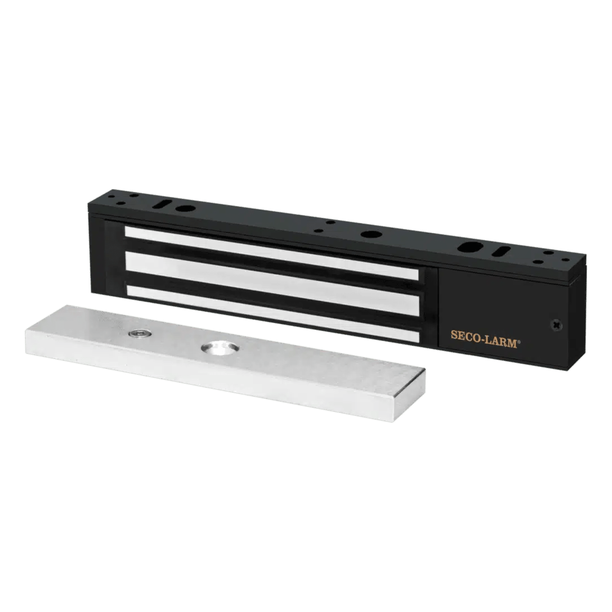 Chapa Magnética Electromagnética / 600 lb (272 kg) / 12/24 VDC Seleccionable / Sensor de Adherencia / LED de Estado / Sin Magnetismo Residual / IP — ENFORCER SECOLARM · SKU E-941SB-600PQ