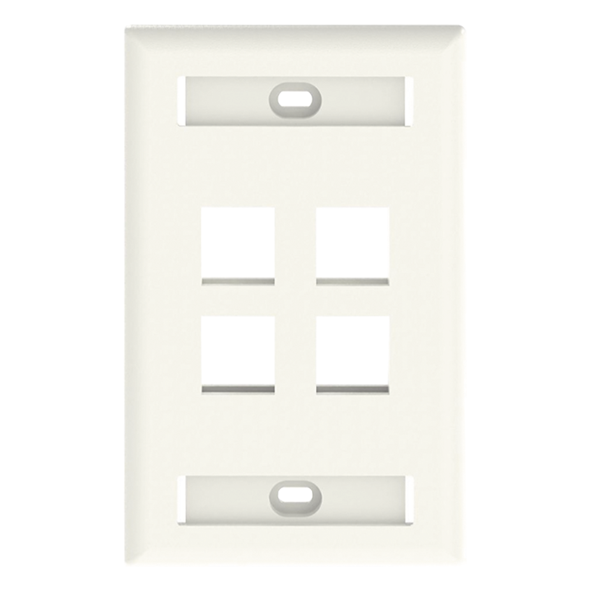 Placa de Pared Vertical / 4 Puertos Keystone / 69.8 x 114.3 mm / 2.75 x 4.5 pulg. / Con Espacios para Etiquetas / Color Marfil — PANDUIT · SKU NK4FIWY