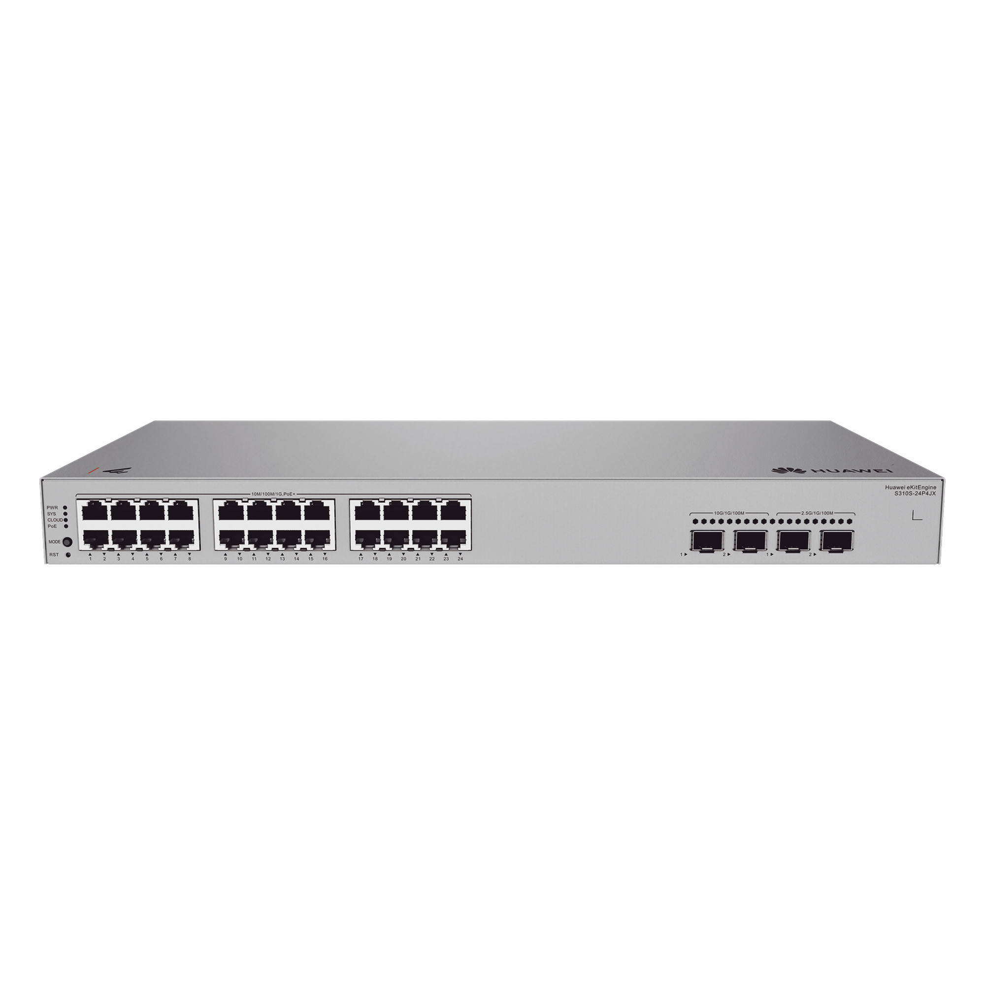 Switch Administrable / Capa 2+ / 24 Puertos PoE+ Gigabit / 2 SFP 2.5 Gbps / 2 SFP+ 10 Gbps / PoE Perpetuo / 400 W / 1.64 ft x 1.45 ft x 0.14 ft
