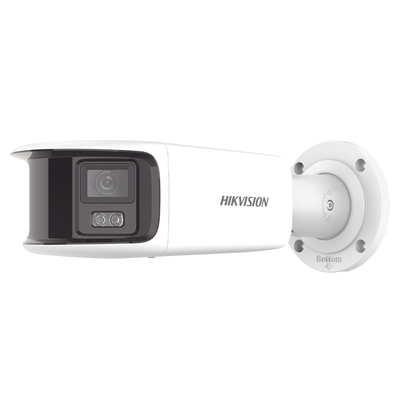 [FlexVu] [PROTECCIÓN ACTIVA] Bala IP Panorámica 8 Megapixel (4K) / 2 Lentes 4 mm (180°) / Imagen a Color 24/7 (ColorVu) / PoE / WDR 130° / IP67 / ACUSENSE / Luz Estroboscópica y Alarma Audible / 40 mts Luz Blanca / Micro SD