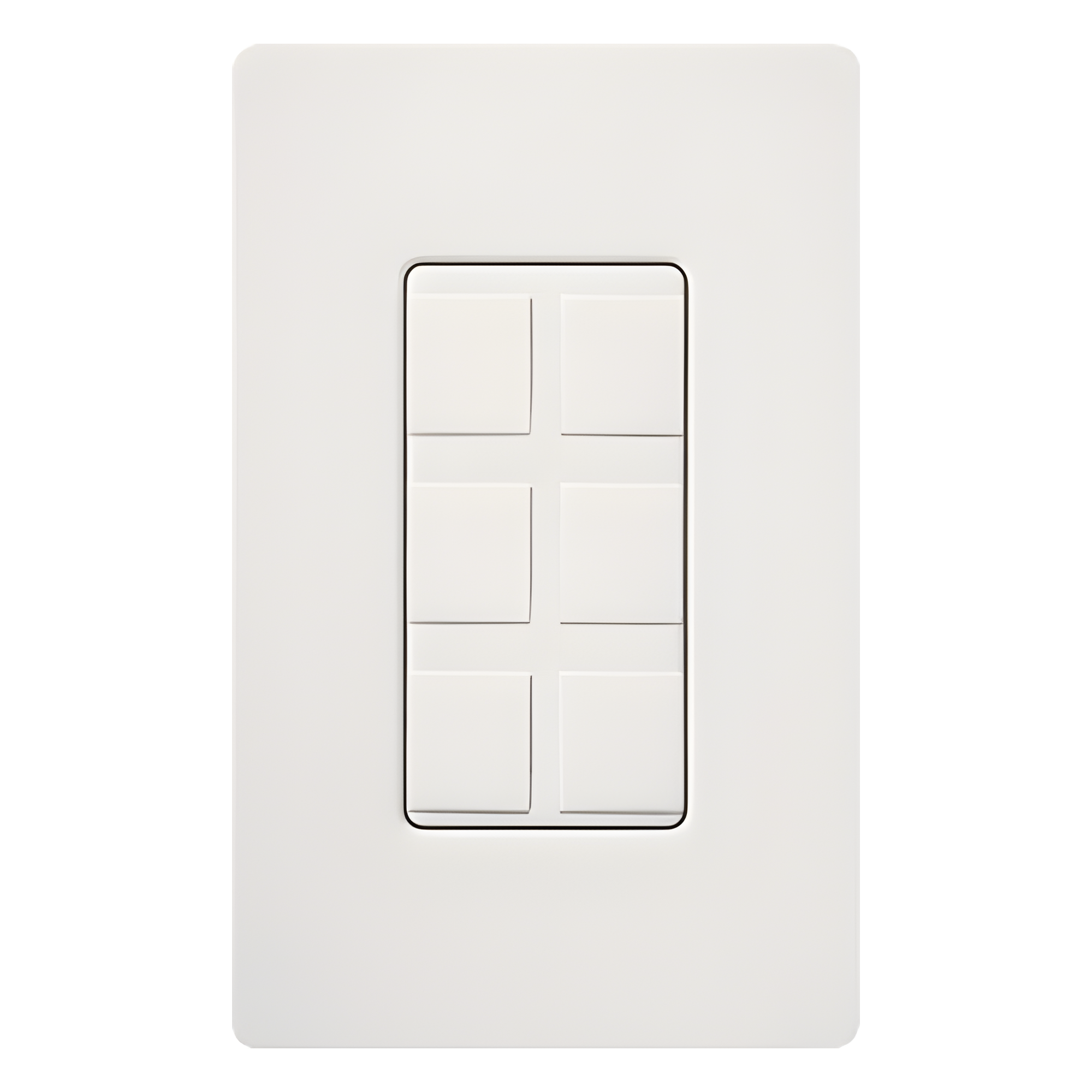 Marco de 6 Puertos Personalizable / Conectores a Presión / Snow Satinado / Serie Satin Colors — LUTRON ELECTRONICS · SKU SC6PFSW