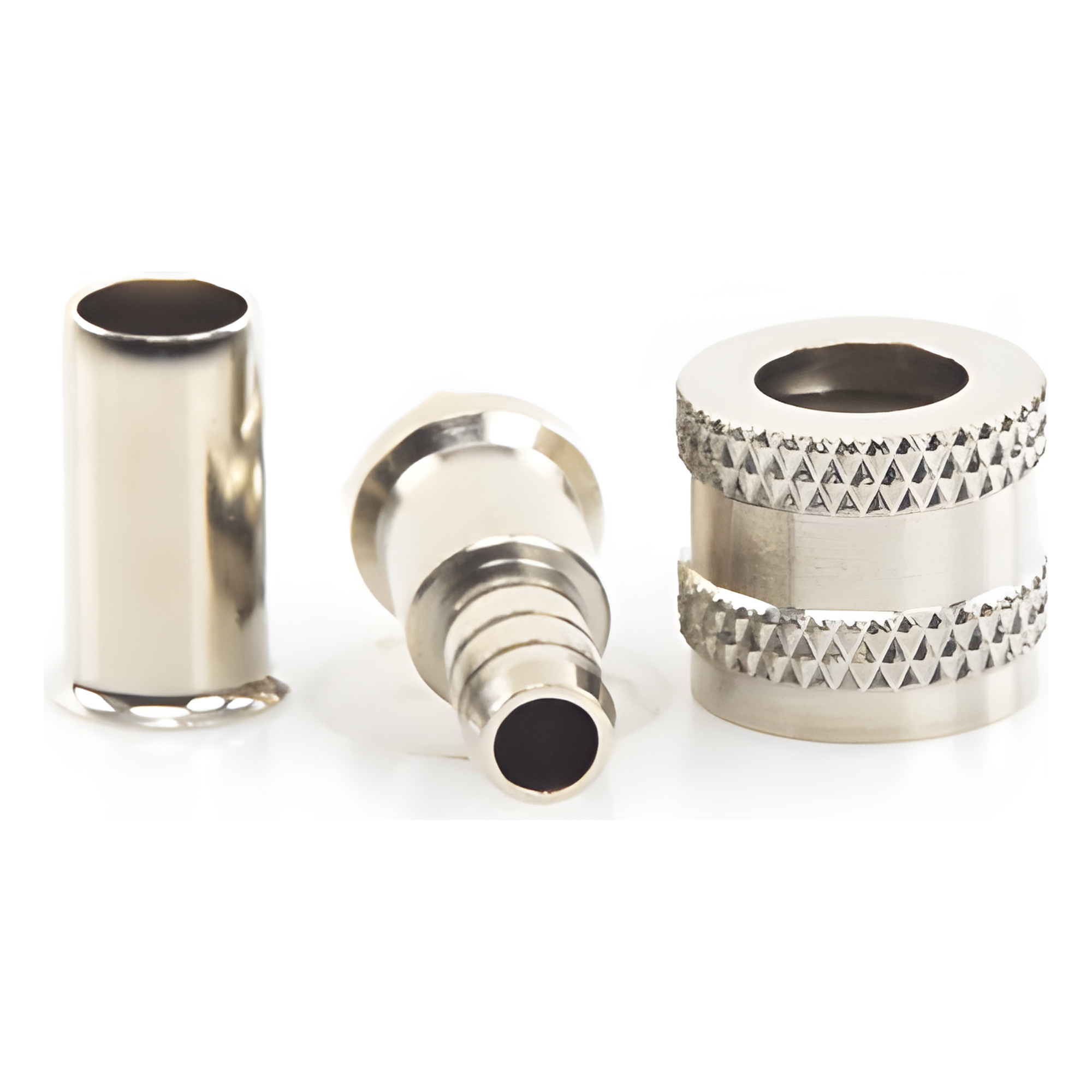 Conector Mini UHF Macho / 50 Ohm / Anillo Plegable / RG-58/U, RG-142/U / Níquel, Oro, Delrin