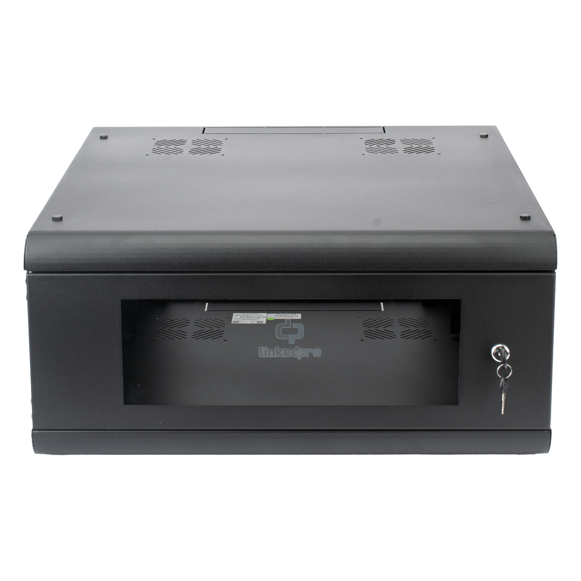 Gabinete de Pared / 4U / 635mm (2.08 ft) Profundidad / Cristal Templado / Acero Reforzado — LINKEDPRO · SKU SR-1904-GN2G