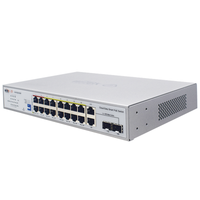 Switch PoE / Administración en la nube / Con 4 puertos 10/100 Mbsp PoE af/at / 2 Puertos Uplink 10/100 MBPS /  Presupuesto 60 W / PoE hasta 250 metros / Soporta protocolo ONVIF