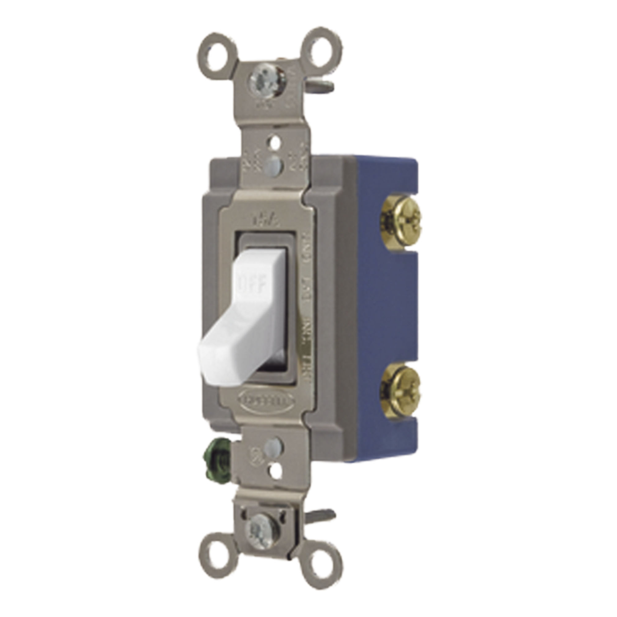 Interruptor de Palanca Industrial / 15 A / 120-277 V CA / Unipolar / Extra Pesado / Terminales Lateral y Posterior — HUBBELL · SKU HUB-HBL-1201-W