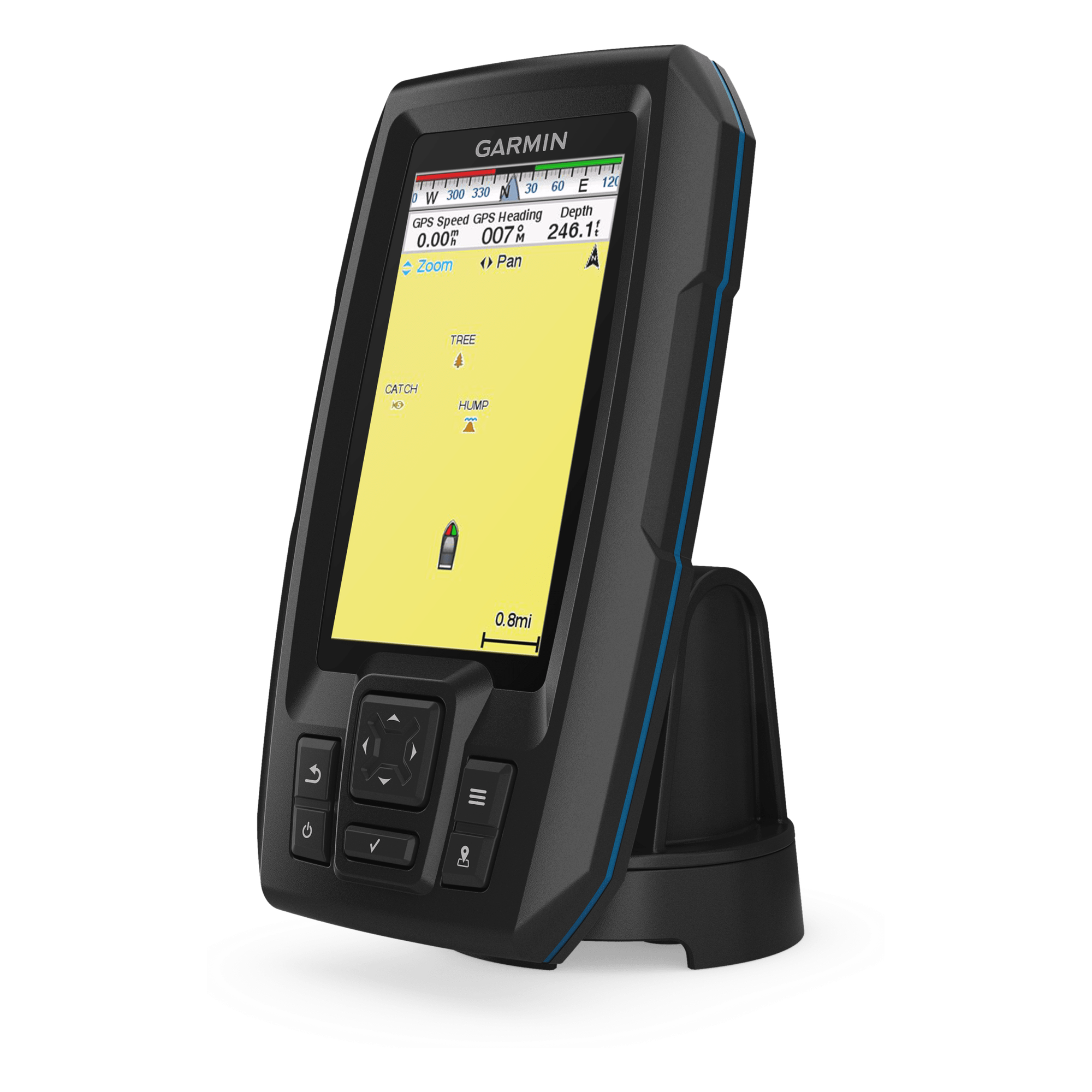 Ecosonda GPS / Pantalla 4.3 in / CHIRP + ClearVu 800 kHz / QuickDraw Contours / 7 Paletas Vivid / IPX7 / 0.3 kg
