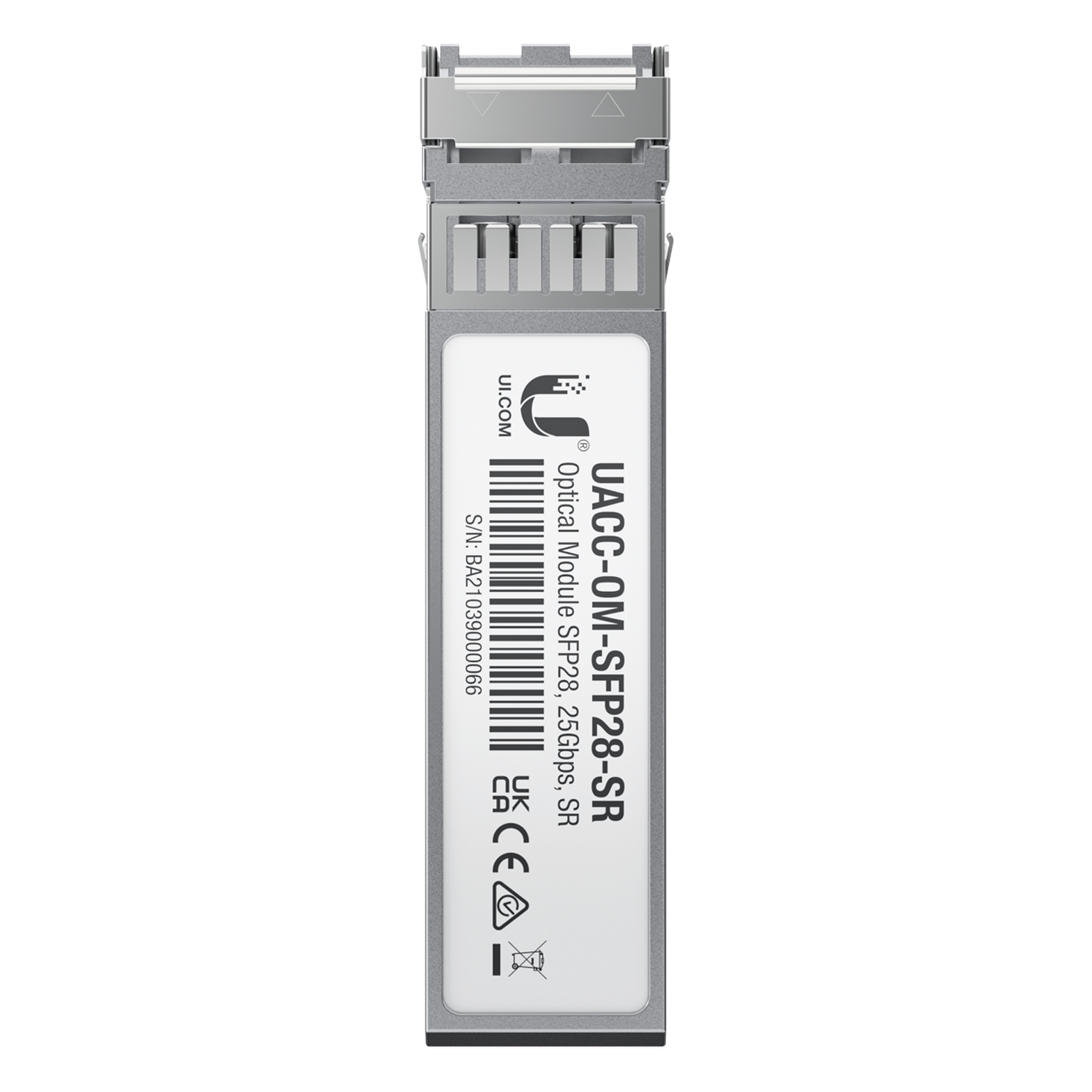 Transceptor Óptico SFP28 / 25 Gbps / Fibra Multimodo / 2x LC / 100 m (328.1 ft) / 850 nm — UBIQUITI · SKU UACC-OM-SFP28-SR