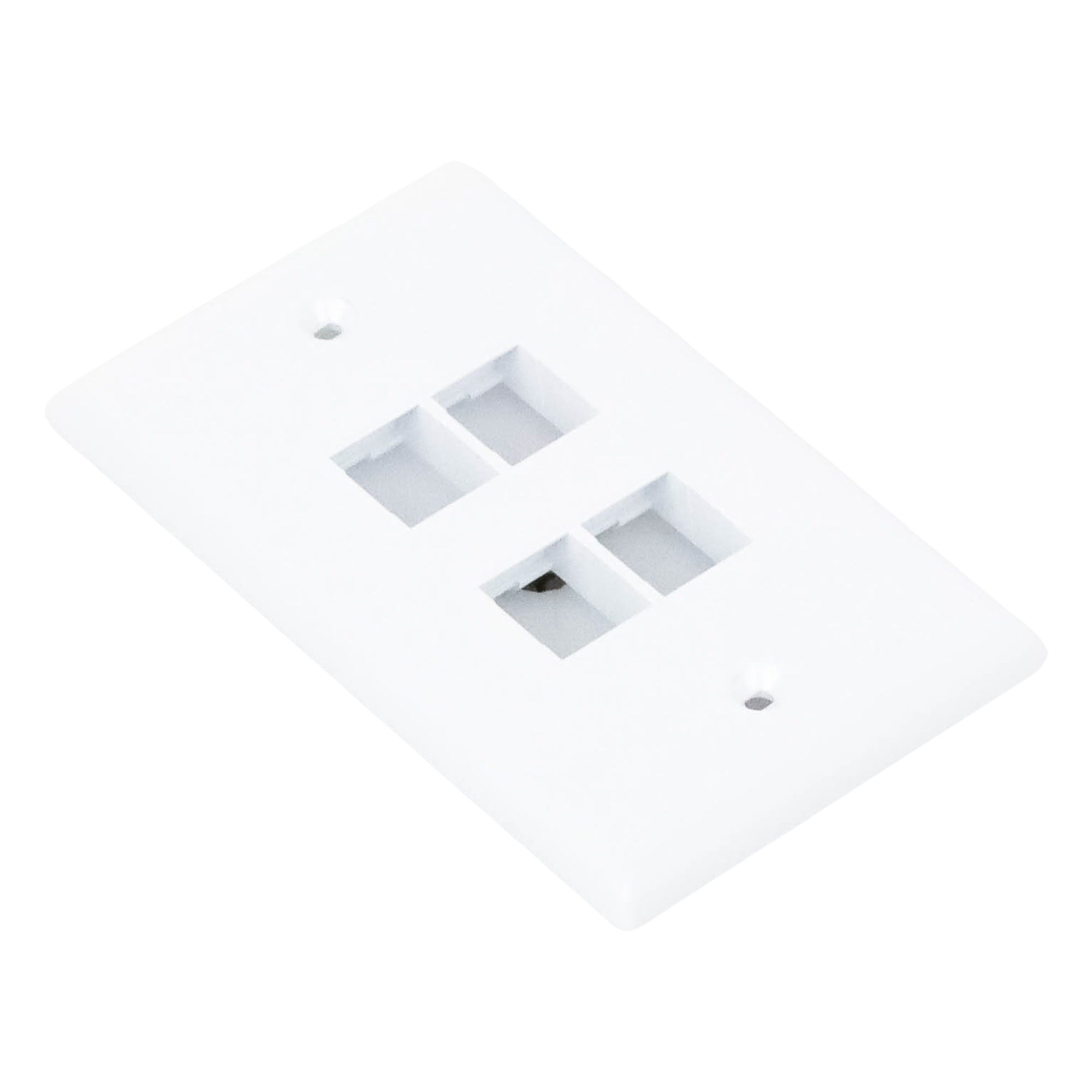 Placa de Pared Vertical / 4 Puertos Keystone / Montaje Vertical / 69.8 x 114.3 mm / 2.75 x 4.5 pulg. / ABS / Blanco