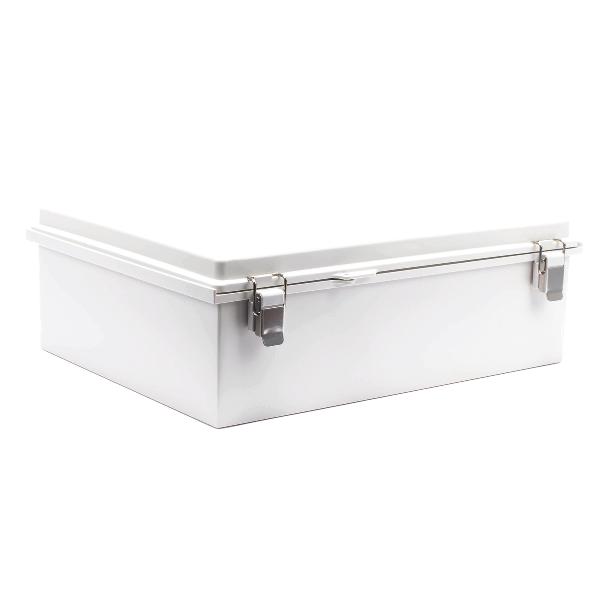Gabinete de Protección IP66 / ABS 350 x 465 x 160 mm / Cierre con Broche Inoxidable / Opción Candado / Compatible Ventilación 60x60 mm — PRECISION · SKU PST-3546-16E