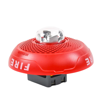 Bocina con Lámpara Estroboscópica, Montaje en Techo, Color Rojo, Nuevo Diseño Moderno y Elegante y Menor Consumo de Corriente