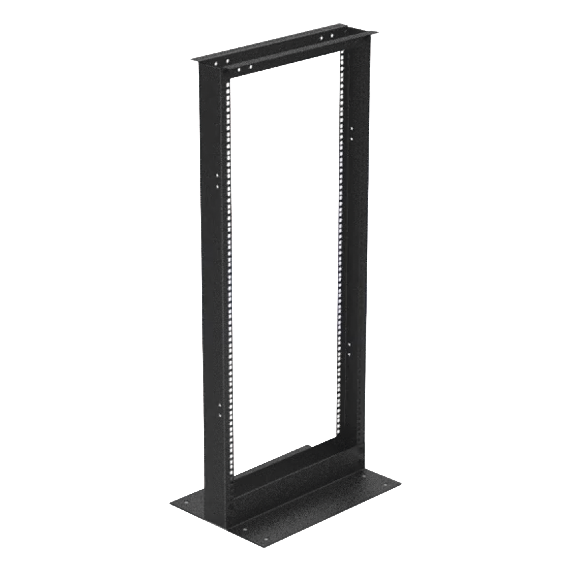 Rack de 2 Postes / 24 Unidades / 19" EIA-310D / Carga 460 kg / Base L para Piso / Acero Cal. 11 y 14