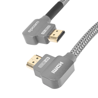 Cable HDMI / Ángulo 90° / 1 Metro (3.28 Pies) / 4K@60Hz / 18 Gbps / Ethernet / Nylon — EPCOM PROAUDIO · SKU EP-90H-1M