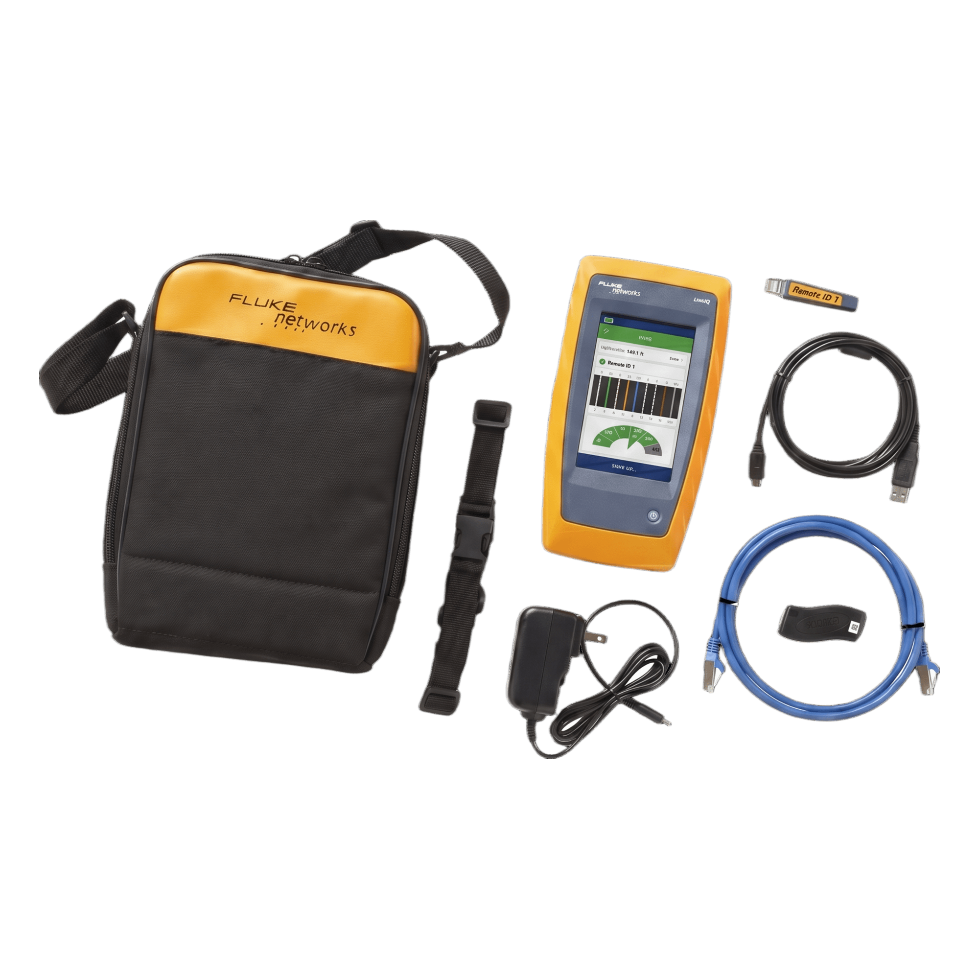 Calificador de Red / Verificación 10 Gbps / Pantalla Multitáctil a Color / Diagnóstico de Switch / Mapa de Cableado con Distancia al Fallo / Autenticación 802.1x — FLUKE NETWORKS · SKU LIQ-100