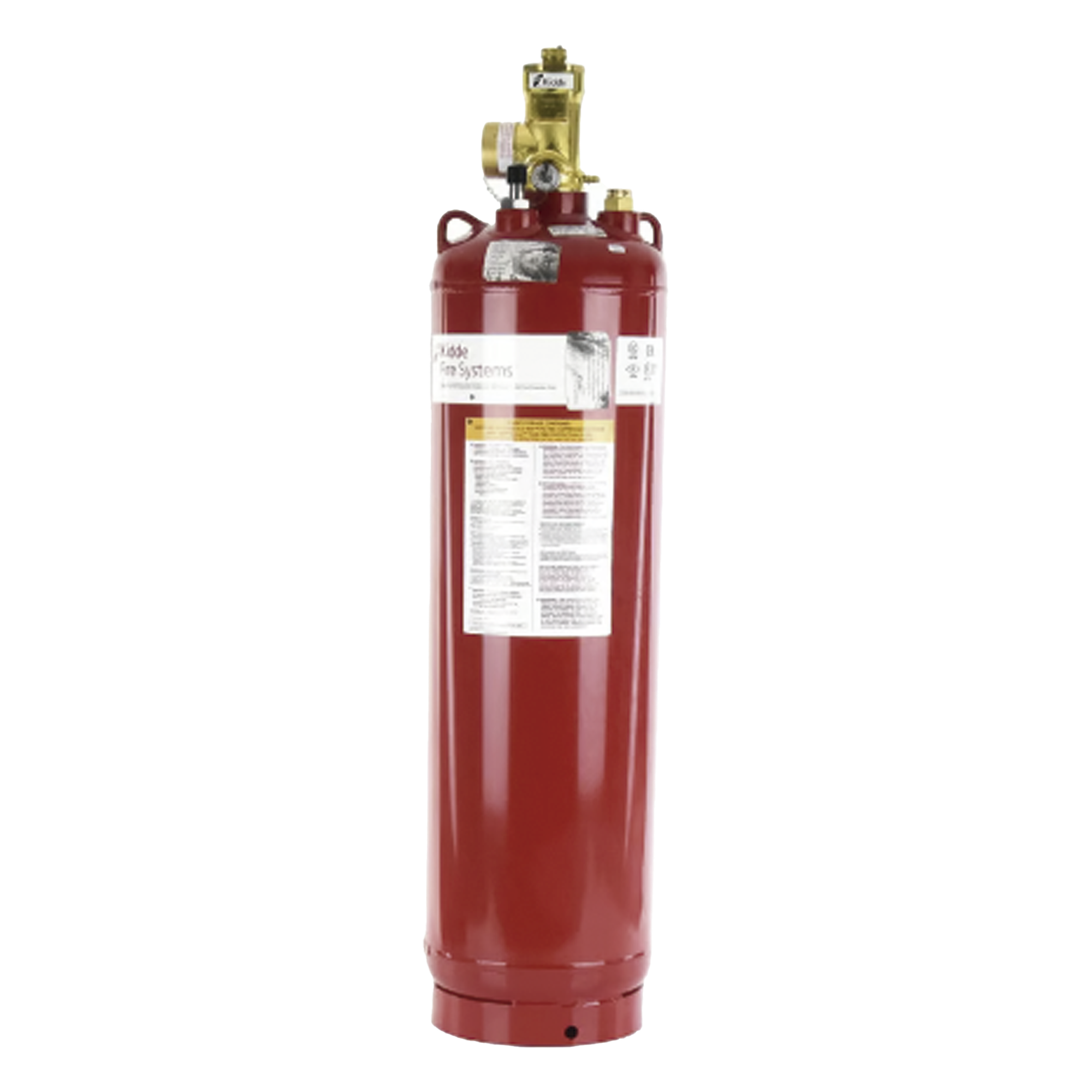 Cilindro con Válvula para Sistema de Agente Limpio / Capacidad 200 lb (90.7 kg) / Indicador de Nivel de Líquido / Acero con Pintura Roja / Aprobación UL ULC FM USCG — KIDDE · SKU 45-550201-001