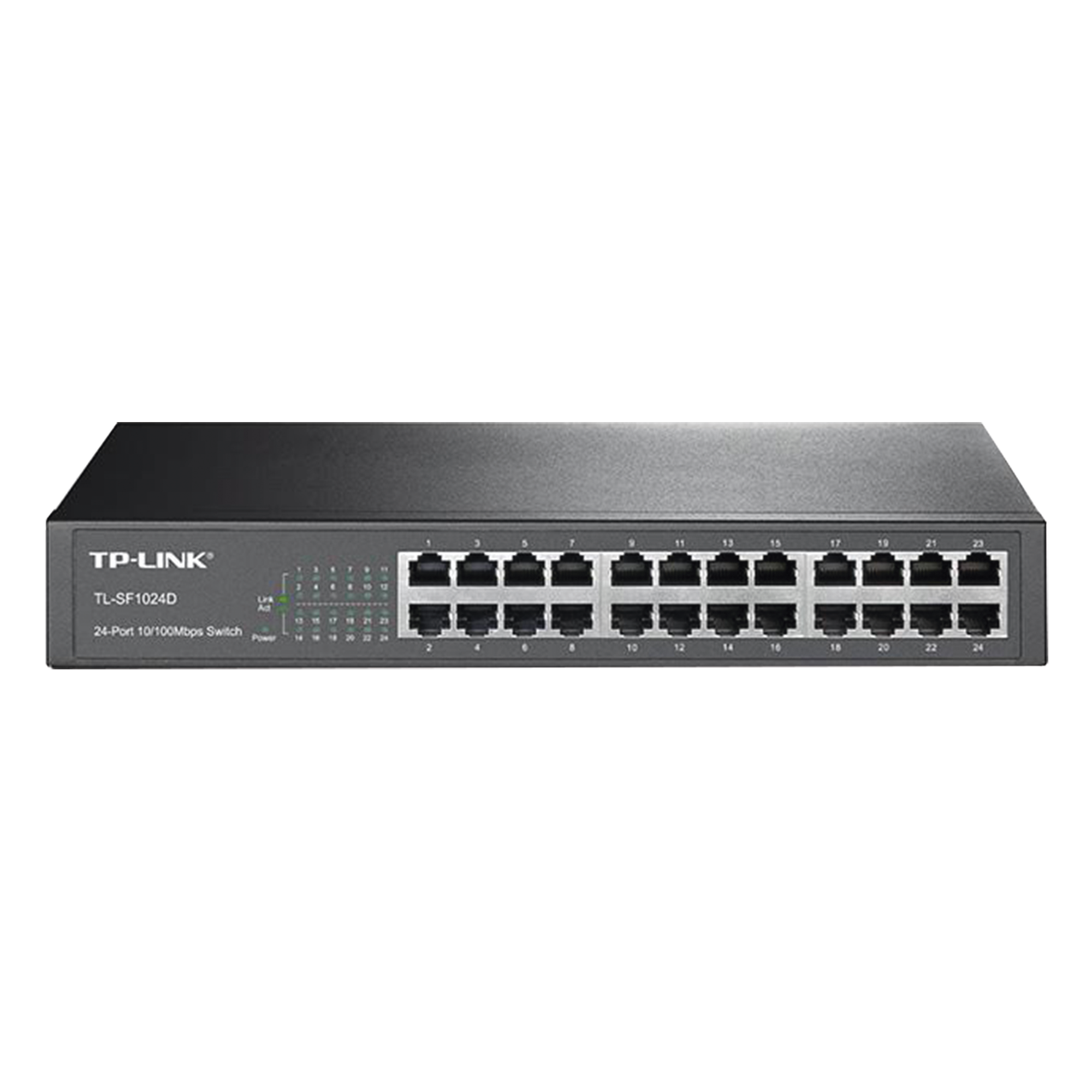 Switch no administrable / 24 puertos 10/100 Mbps / 35.7 Mpps / Escritorio o rack — TP-LINK · SKU TL-SF1024D