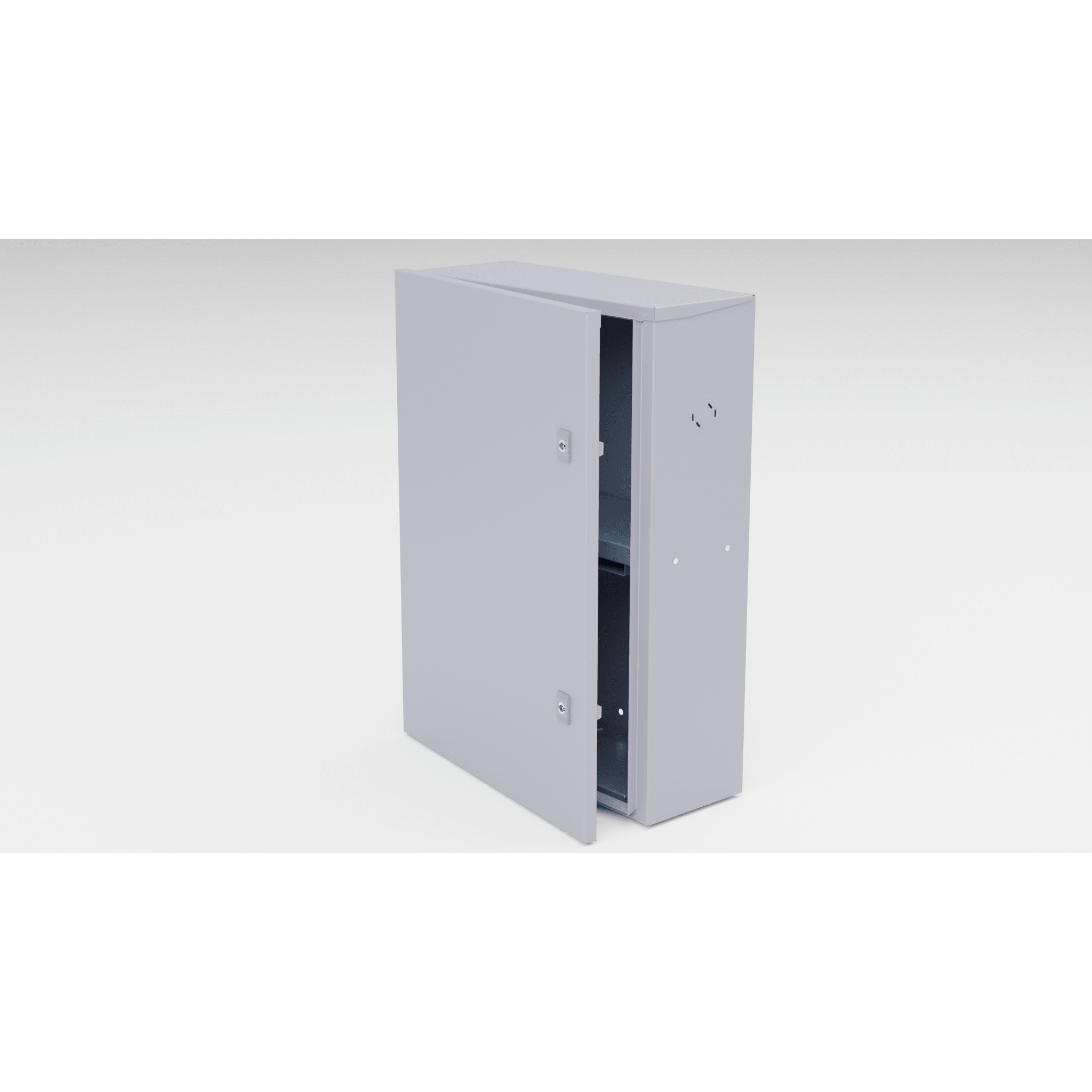 Gabinete para instalación de 2 Baterías , Fabricado en Lámina Galvanizada, Accesorios para poste (No incluidos)