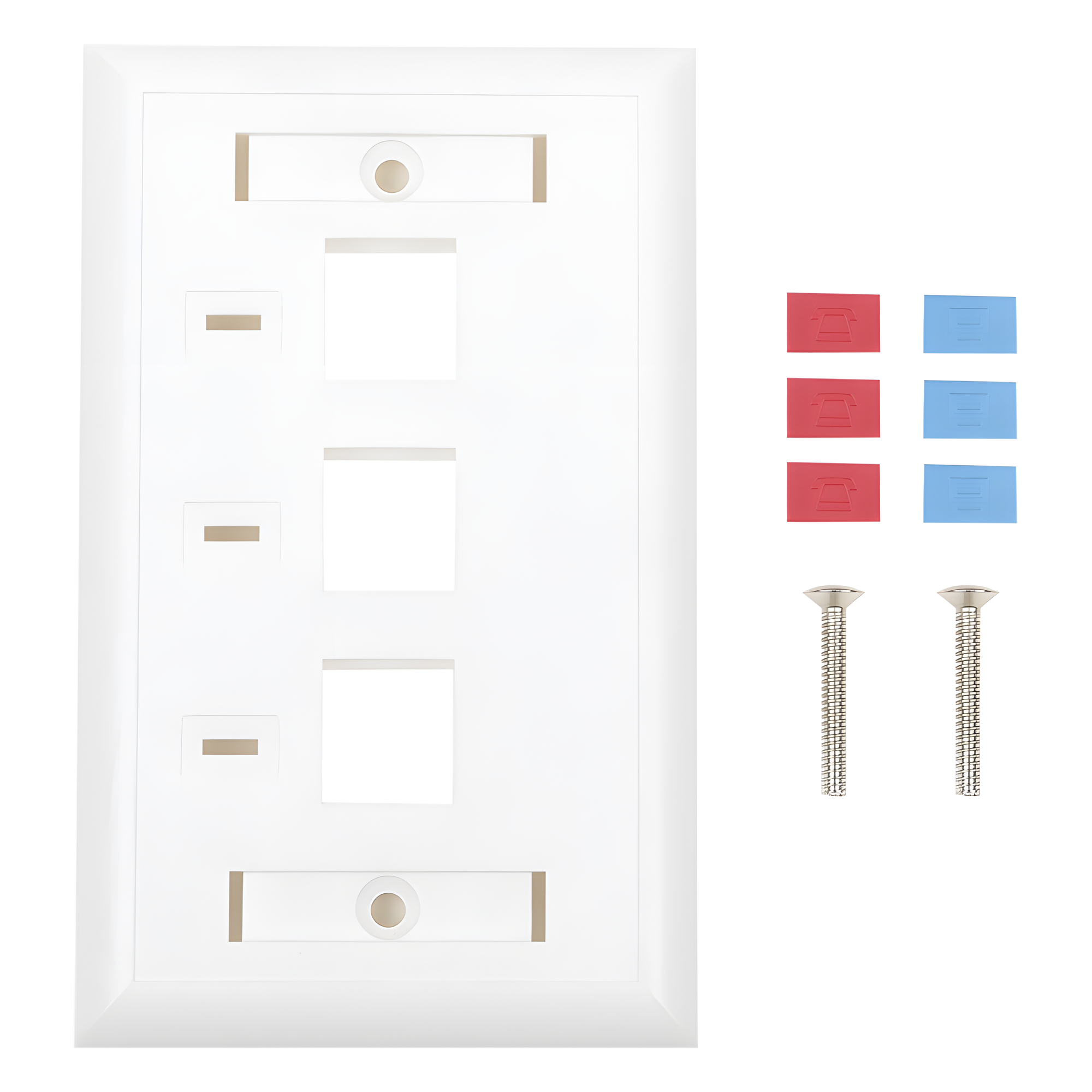 Placa de Pared / 3 Puertos Keystone / Espacio para Etiqueta / 70 x 115 mm / 2.75 x 4.52 in / Blanco — LINKEDPRO BY EPCOM · SKU LP-FP-23