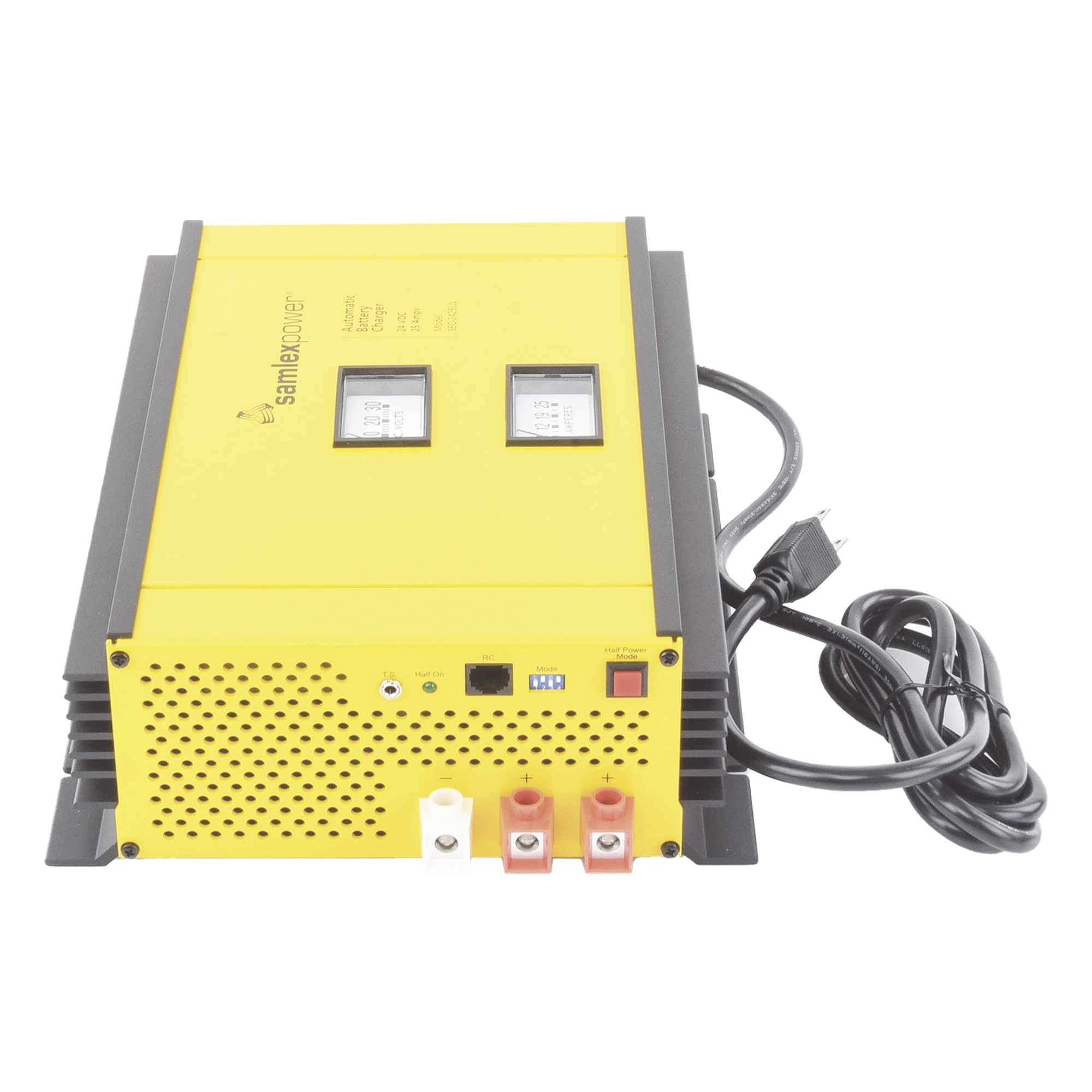 Cargador de Baterías Industrial / 24 V / 25 A / Bancos 200-300 Ah / Entrada Dual 120/220 VCA / Modo Fuente con Respaldo CD — SAMLEX · SKU SEC-2425-UL