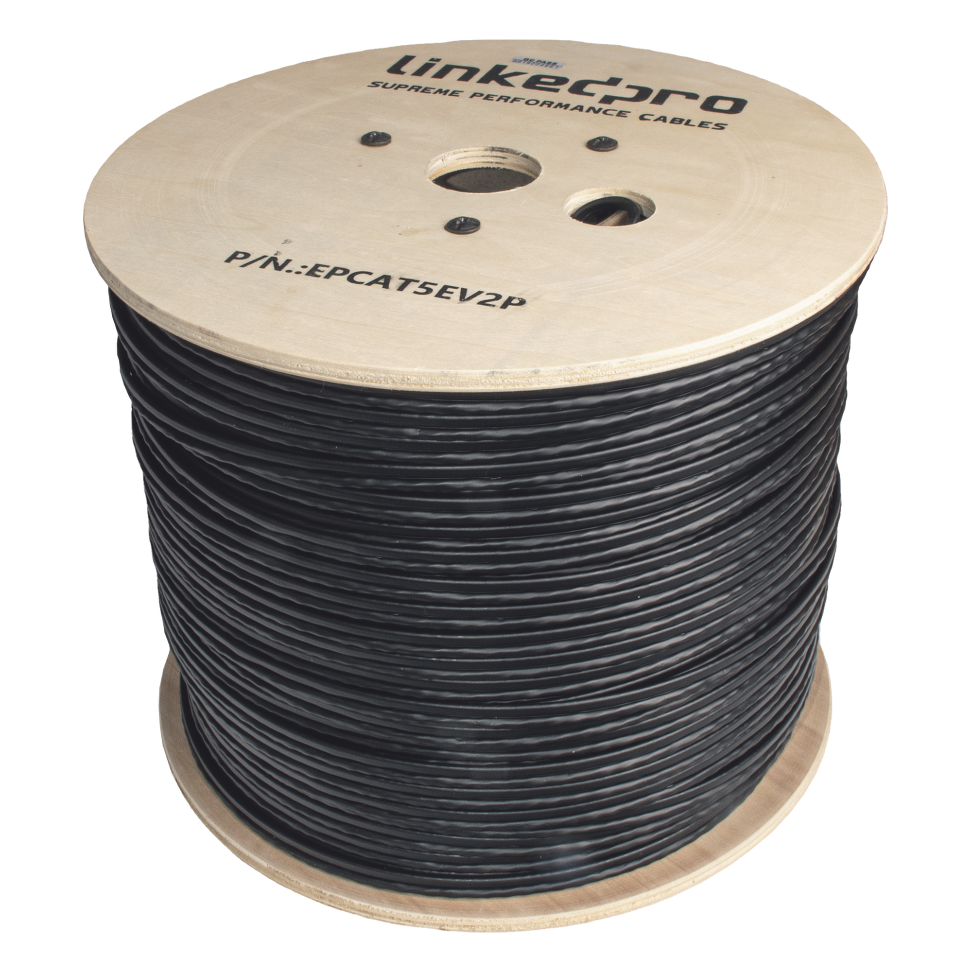 Bobina de Cable Siamés Cat5e CCA + 2 Cables Gruesos (16 AWG) / 305 m (1000 ft) / Exterior / Industrial para Climas Extremos — LINKEDPRO BY EPCOM · SKU EP-CAT-5E-V2P