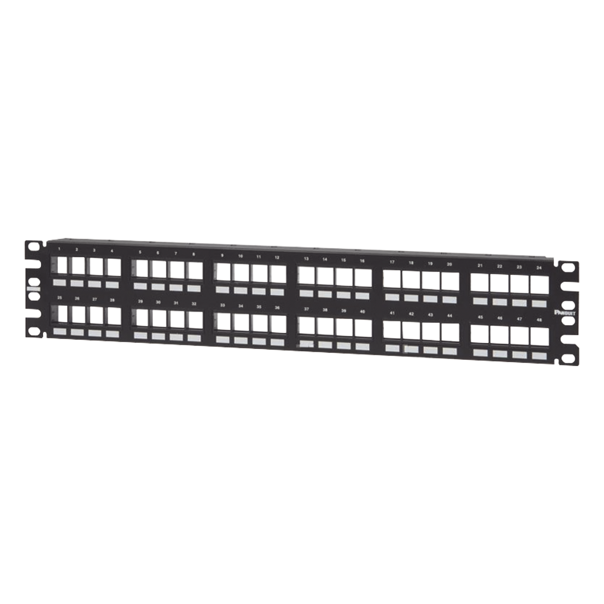 Panel de Parcheo Modular Keystone / 48 Puertos / 2UR / 19" / Numerado / Plano Negro — PANDUIT · SKU NKPP48FMY