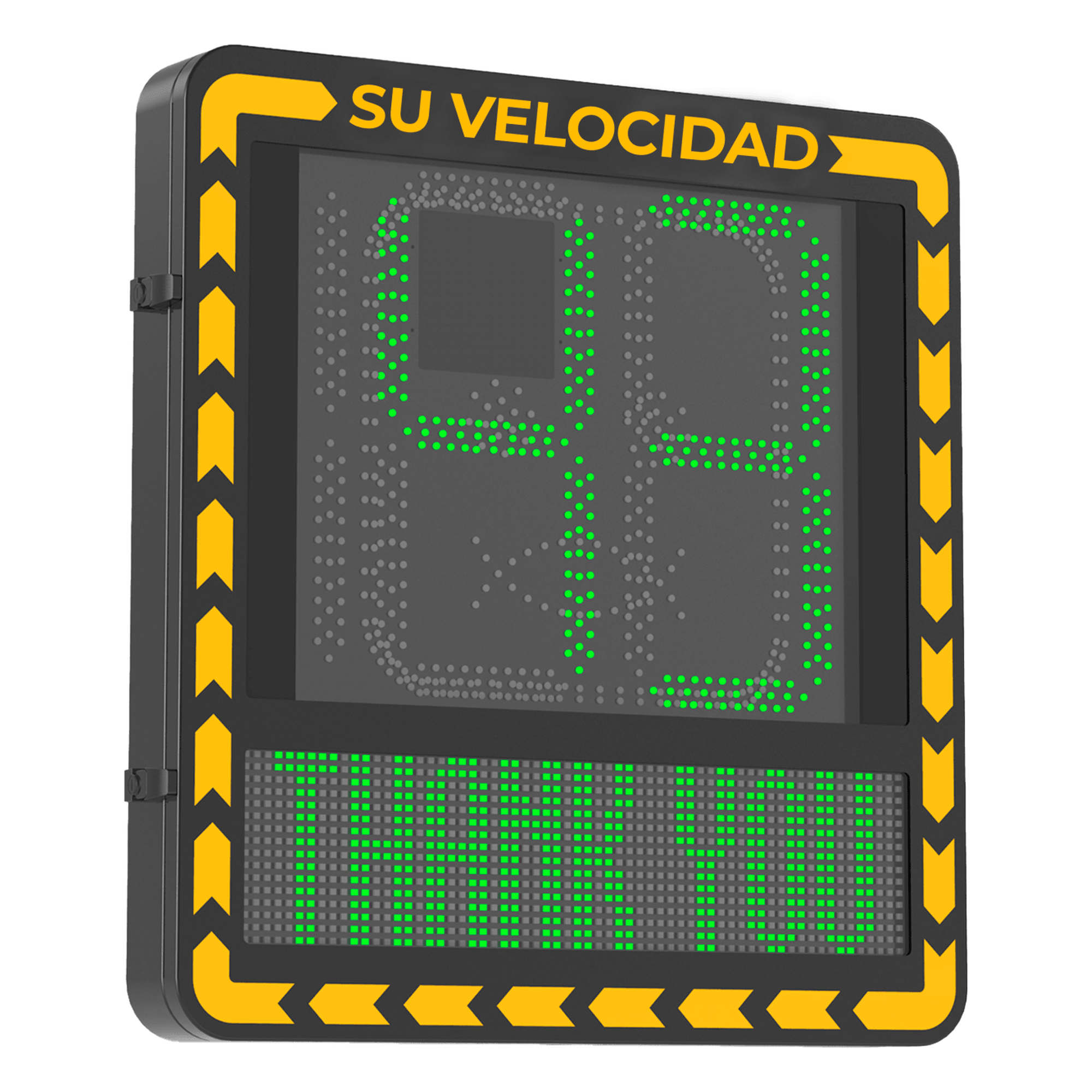 Radar Medidor de Velocidad / Detección 100 m (328.1 ft) / 32 Objetivos / 3 Carriles / Pantalla LED 3000 cd/m² / IP66 / Ethernet