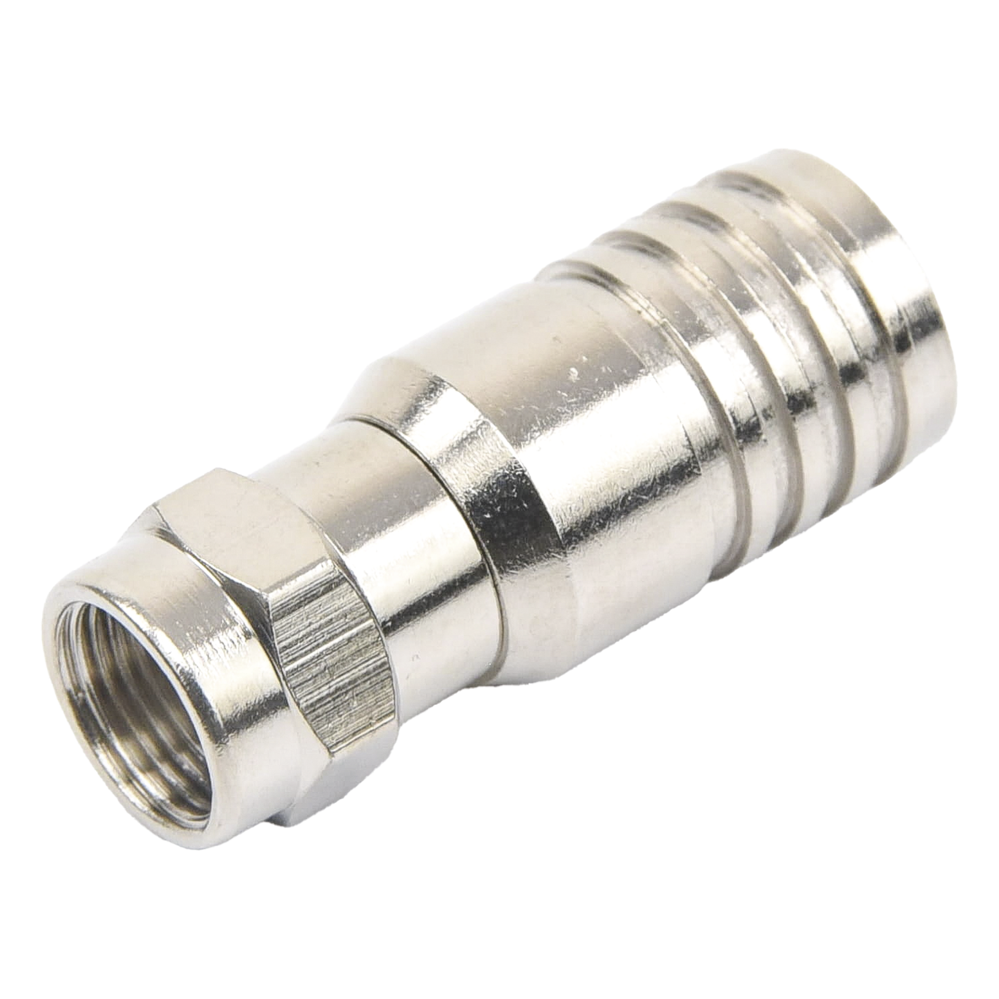 Conector F Macho / Plegable / 75 Ohm / Para Cable RG-11 / Rango -20°C a 80°C / Cuerpo Bronce-Niquelado