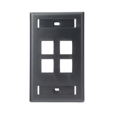 Placa de Pared Vertical, Salida Para 4 Puertos Keystone, Con Espacios Para Etiquetas, Color Negro