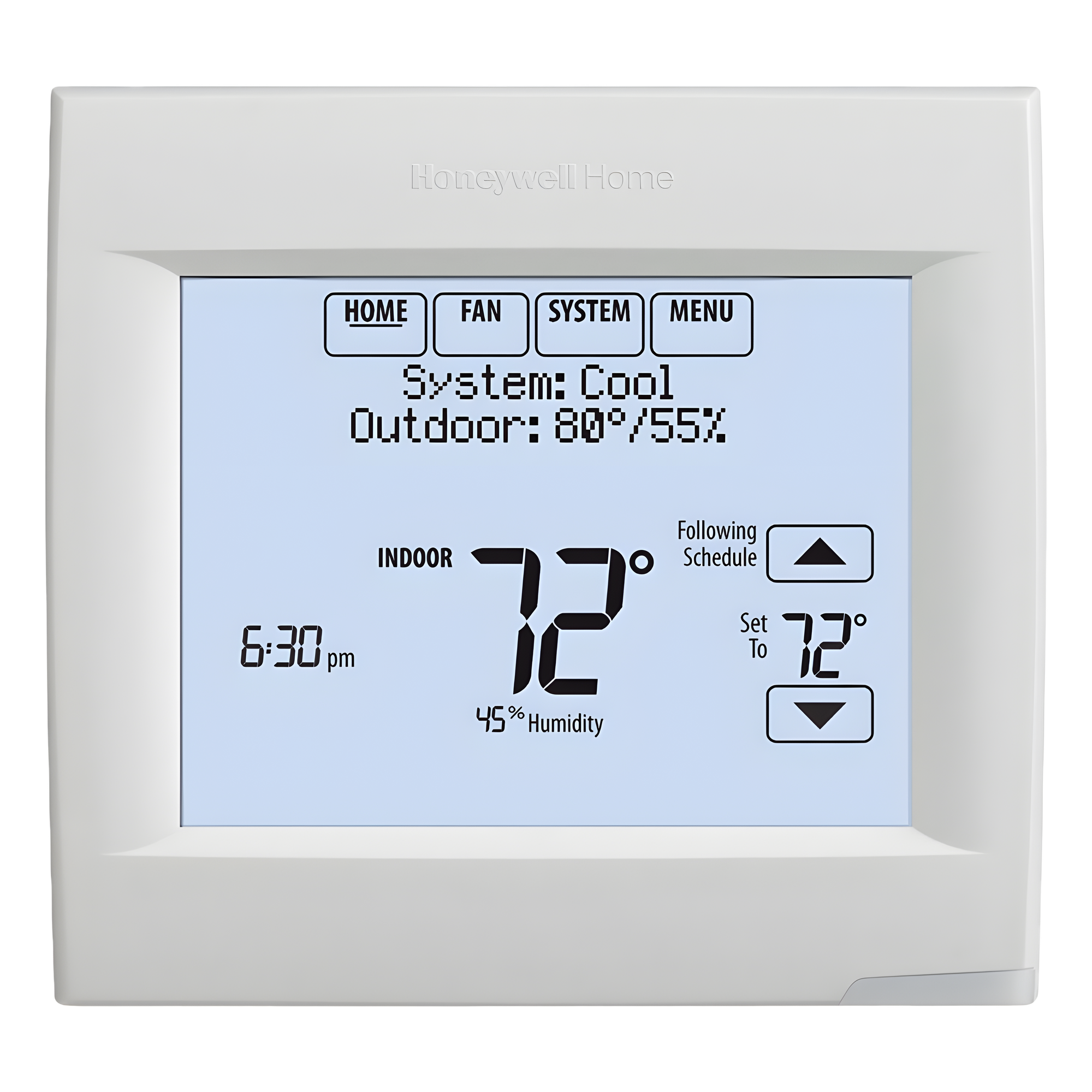 Termostato Inteligente Wi-Fi / Pantalla Táctil / 3H/2C Bomba de Calor / 2H/2C Convencional / Control Remoto / Humidificación y Ventilación — HONEYWELL HOME RESIDEO · SKU TH8321WF1001/U