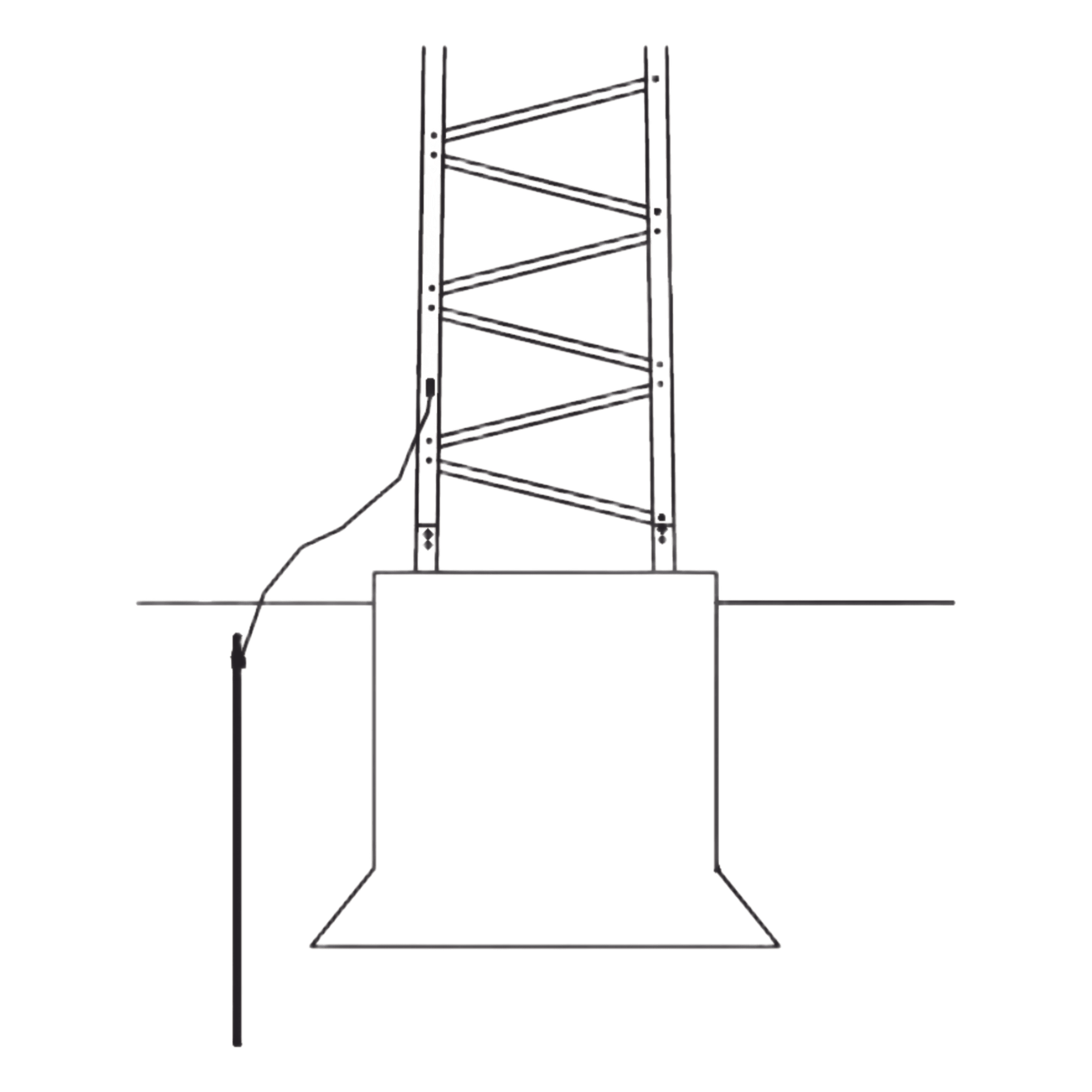 Kit de Aterrizaje para Torre / Electrodo 5/8" x 8' (2.4 m) / Alambre #6 BSC Cobre Trenzado / Conectores y Tornillería Incluidos — Trylon · SKU TRY-T-GROUND