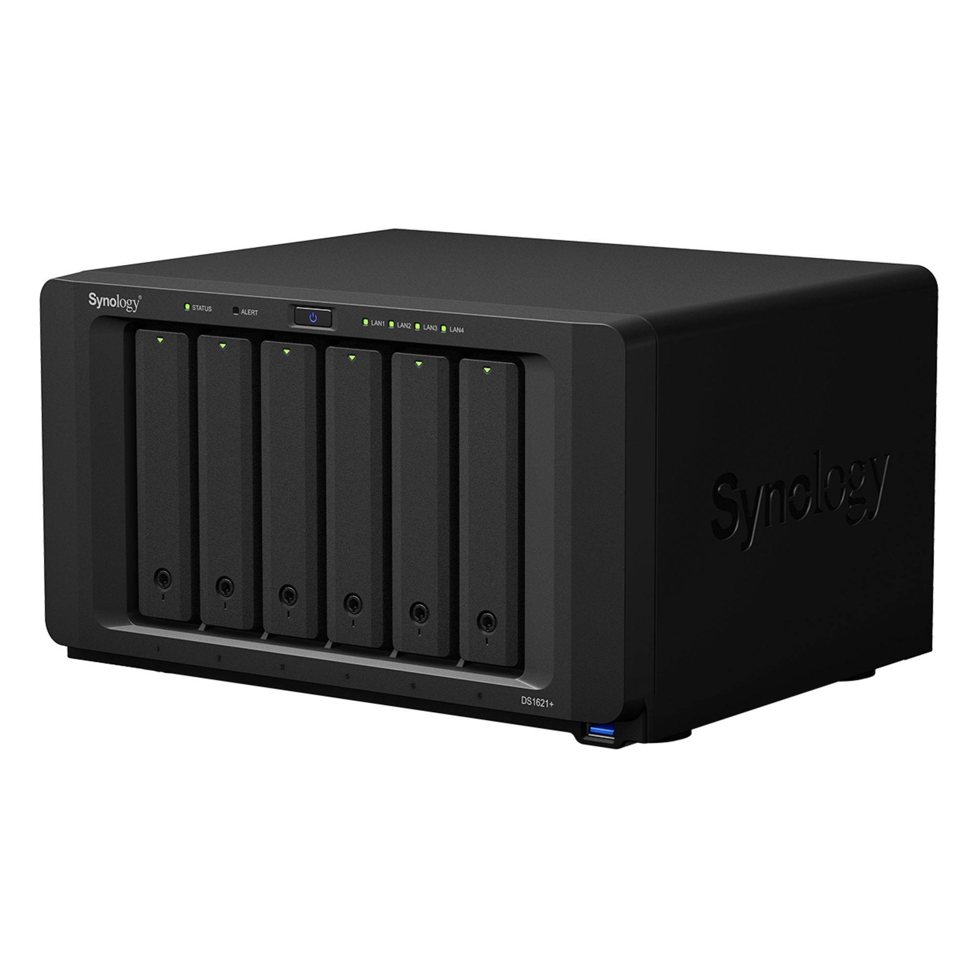 NAS Synology DiskStation DS1621+ | 6 Bahías | Procesador AMD Ryzen V1500B | 4 GB DDR4 ECC | Expansión Hasta 16 Bahías | 2 Ranuras M.2 NVMe | Puerto 10GbE RJ-45 | Compatibilidad RAID | Btrfs | Virtualización | Caché SSD.
