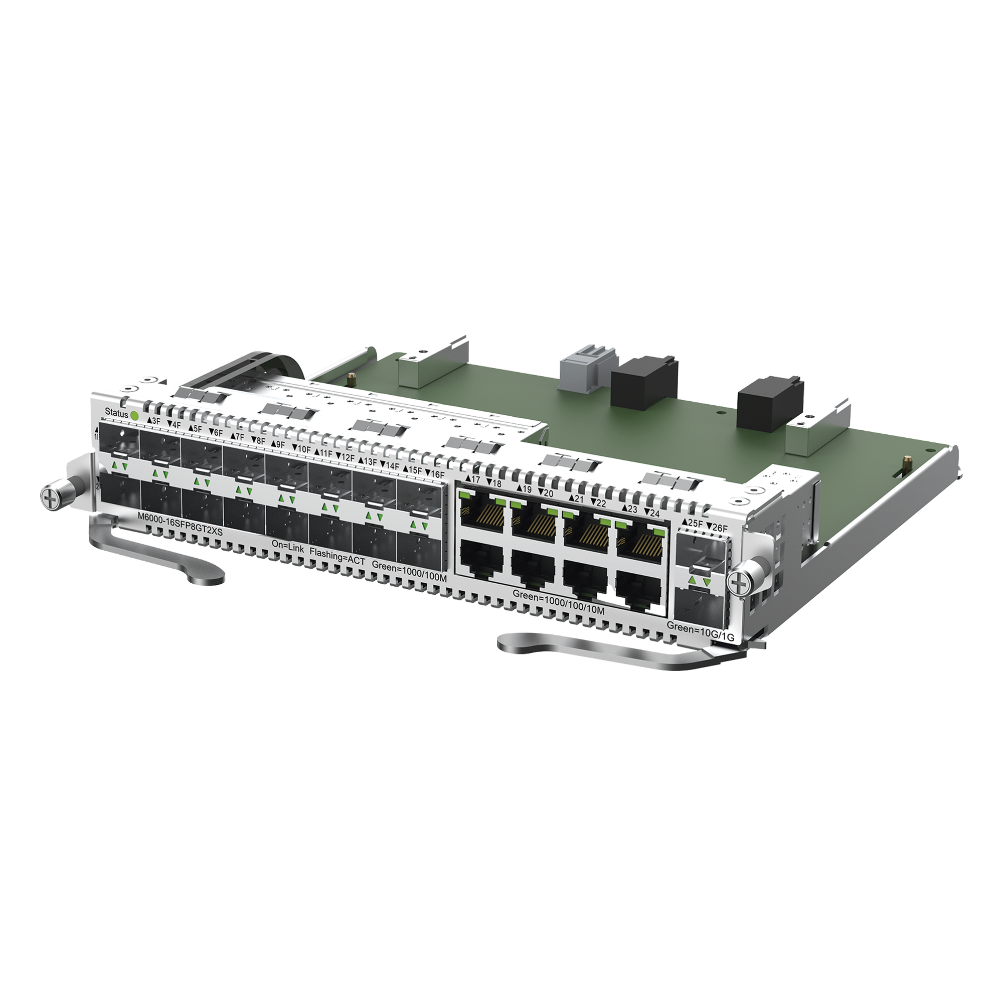 Tarjeta switch / 16 puertos SFP / 8 puertos RJ45 Gigabit / Compatibilidad RG-NBS6002 — RUIJIE · SKU M6000-16SFP8GT2XS
