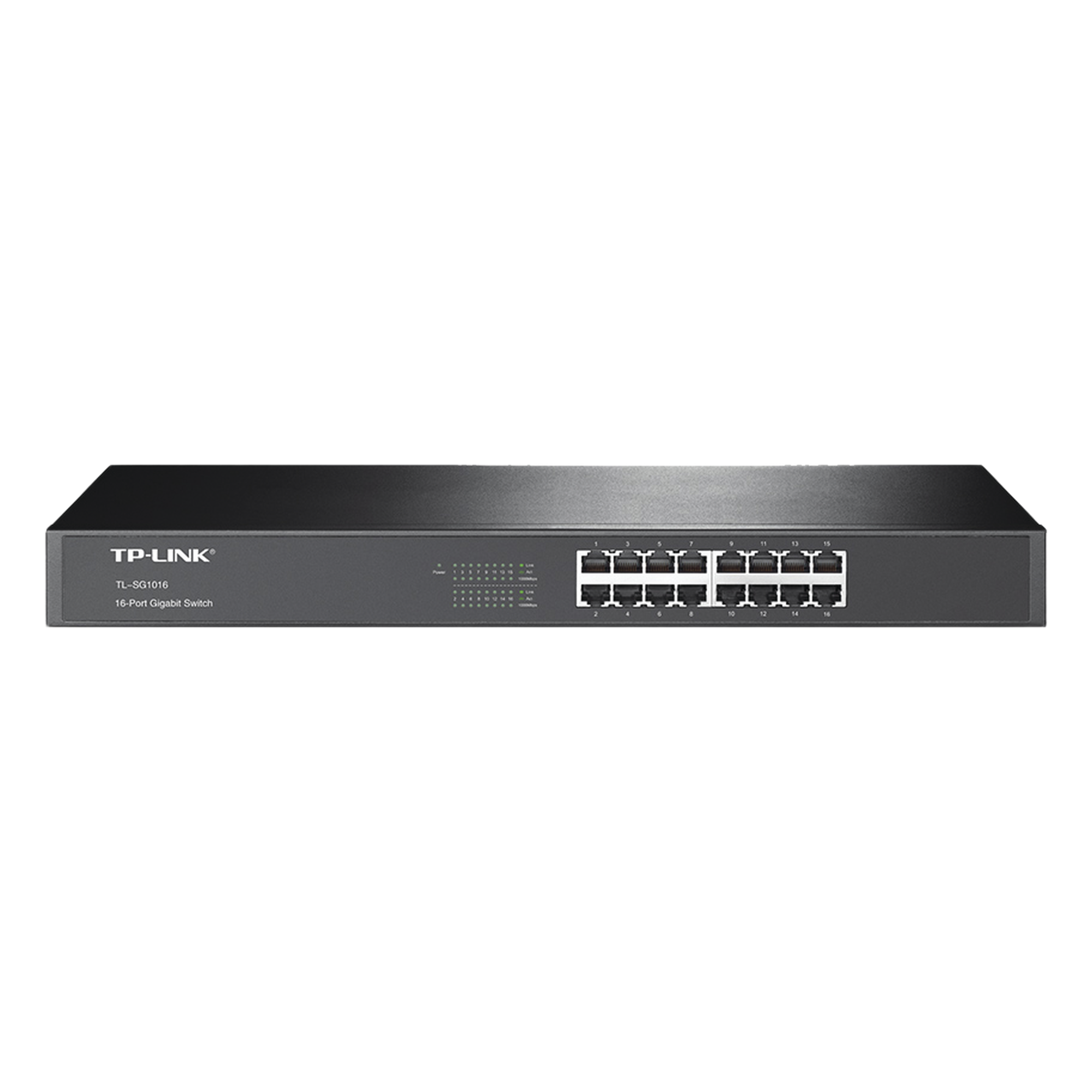 Switch Gigabit no administrable / 16 puertos 10/100/1000 Mbps / Rack o escritorio / 35.7 Mpps / 1.19 ft (0.36 m) de profundidad — TP-LINK · SKU TL-SG1016