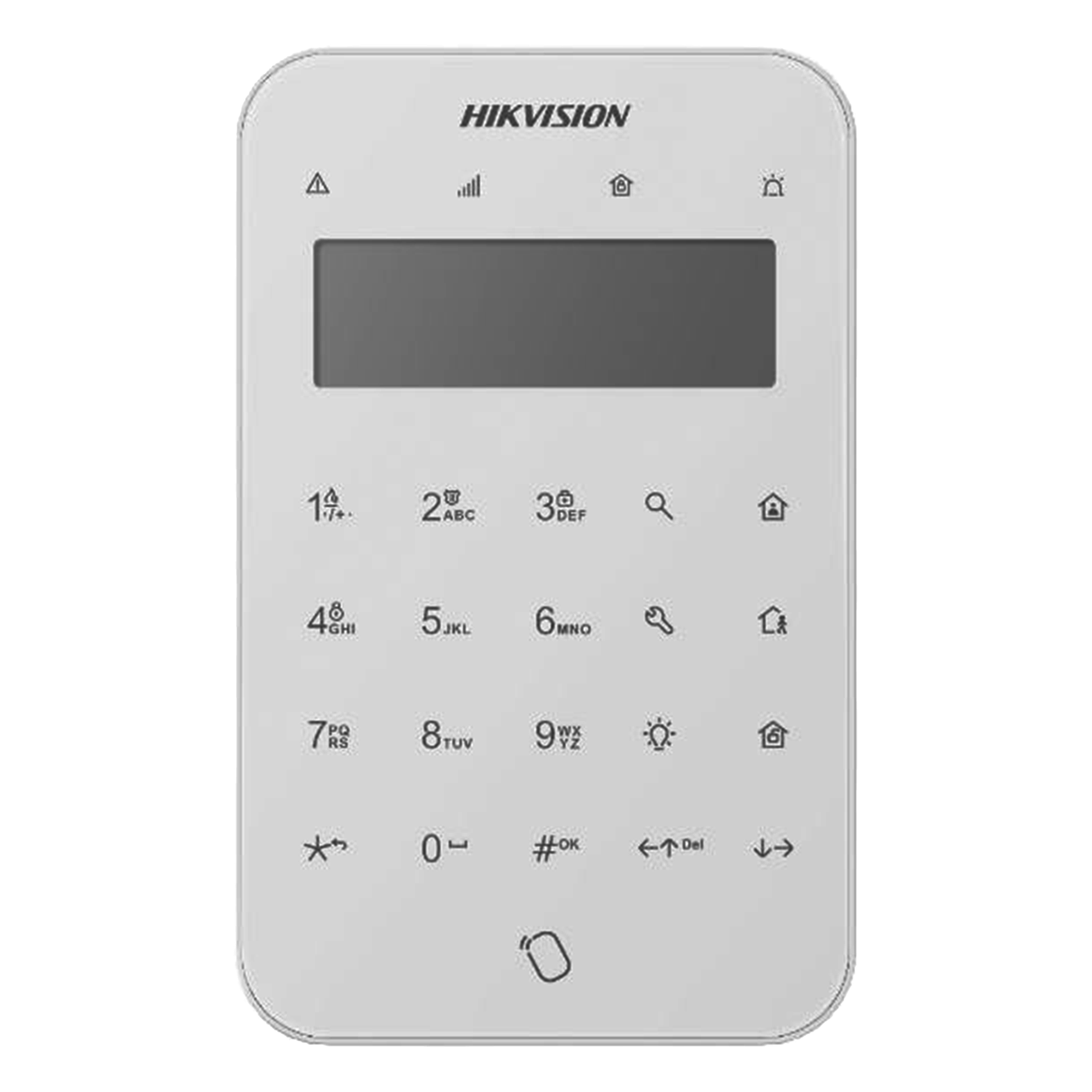 Teclado Inalámbrico / Pantalla Táctil LCD / Armado y Desarmado / Control de Relevadores / AES-128 / 433 MHz — HIKVISION · SKU DS-PK1-LT-WB