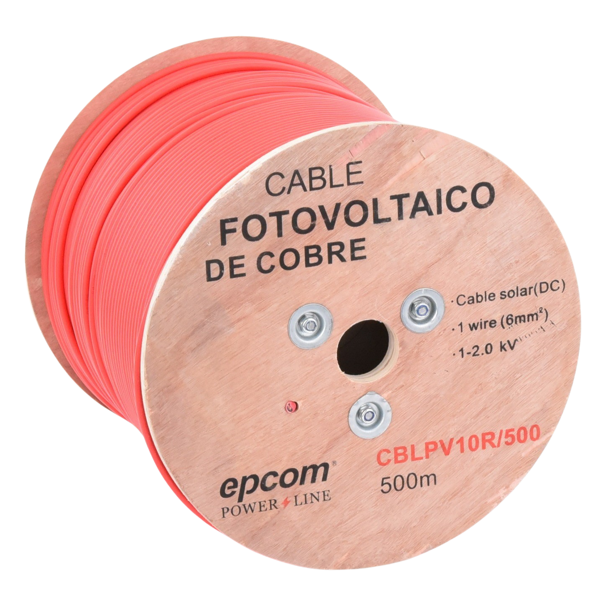 Cable Fotovoltaico / Conductor Cobre 6 mm² (10 AWG) / 2000 Vcc / Rango -40°C a 120°C / Resistencia UV y Ozono / Carrete 500 m (1640.4 ft)