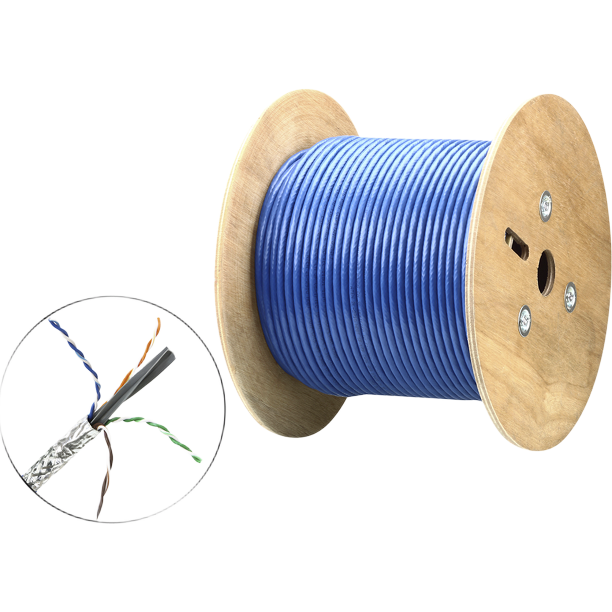 Cable SF/UTP | 4 pares 23 AWG | Cumple con los requisitos de la HDBaseT Alliance | Protección EMI | Transmisión de datos 4K | Color Azul | 305m