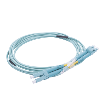 Jumper de Fibra Óptica Multimodo OM4 50/125 LC-LC OFNR (Riser), 2.0 mm, Dúplex, Aqua, 2 Metros (6.56 Pies)