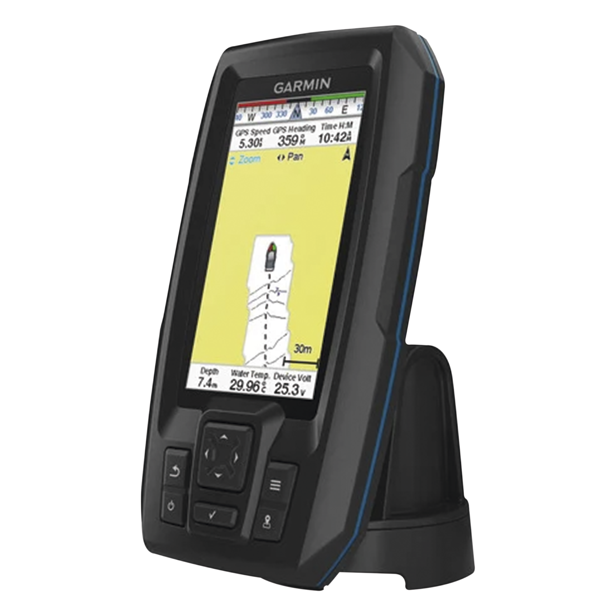 Fishfinder con GPS / Pantalla QSVGA 272 x 480 píxeles / Frecuencias 50-200 kHz / Potencia 200 W RMS / IPX7