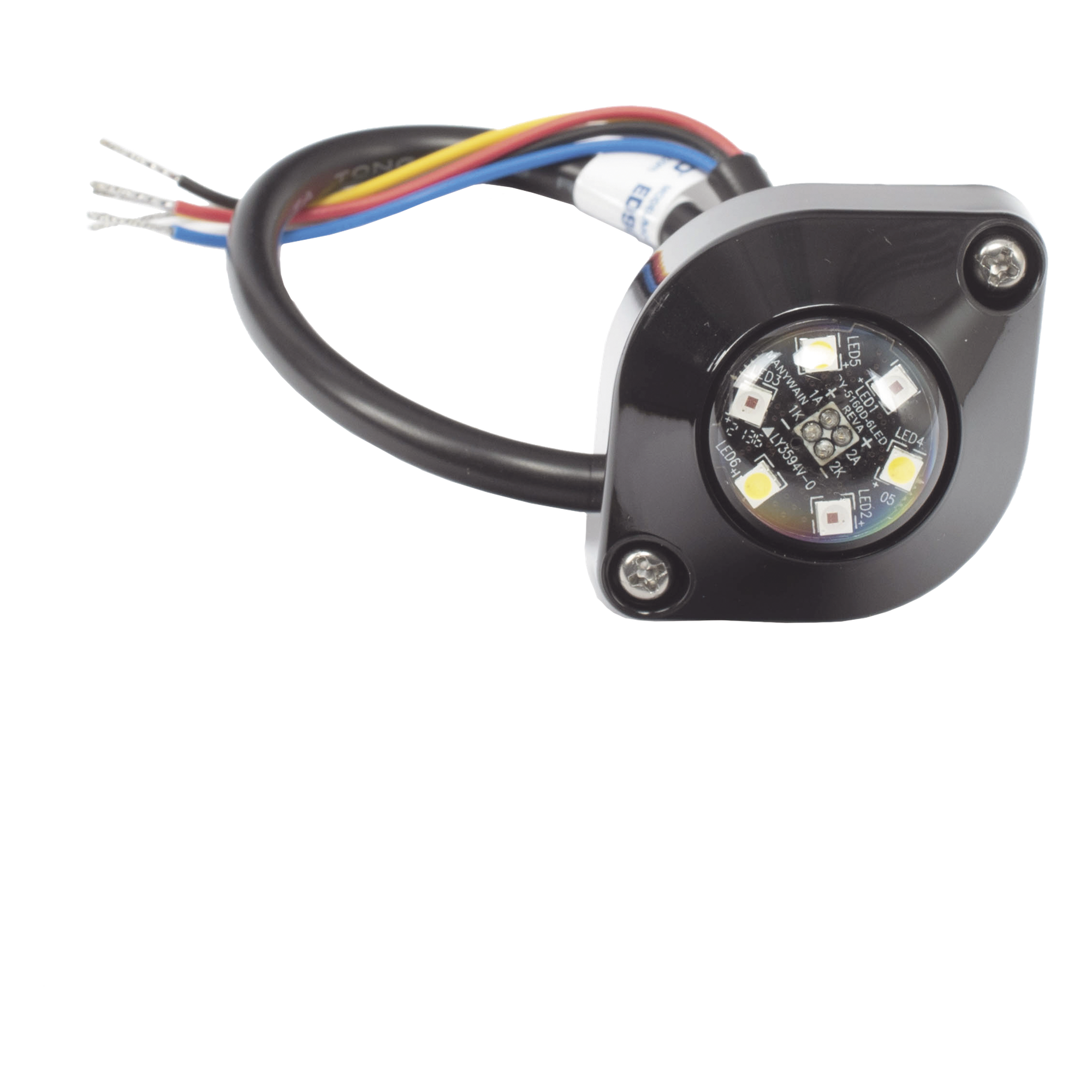 Luz de Advertencia Direccional / 6 LED Ámbar / 16 Patrones Programables / IP67 / 12-24 VCC / 0.67 A — ECCO · SKU ED9015A