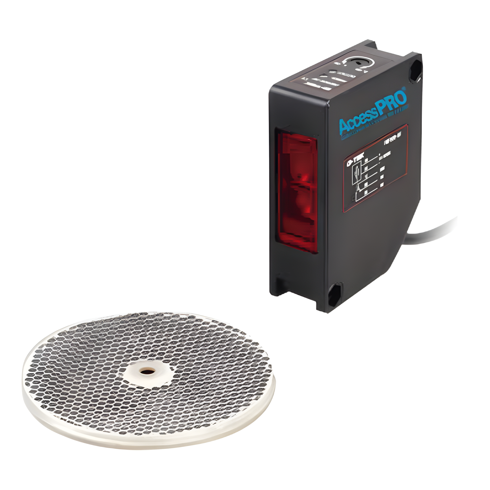 Detector Fotoeléctrico / Alcance 16 m (52.5 ft) / IP65 / Salida Relevador 30 VCC @ 1 A / Tiempo de Respuesta < 20 ms / LED de Alineación — ACCESSPRO · SKU XBS-RR16