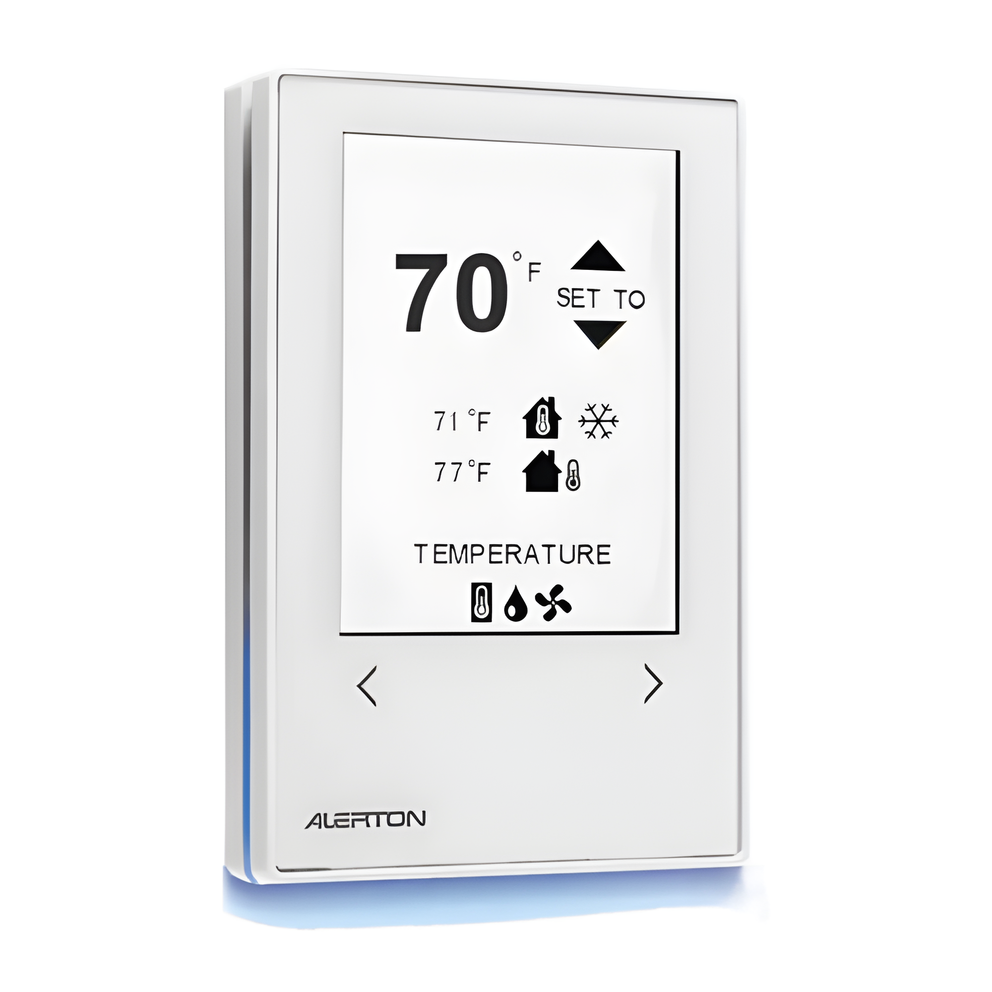 Sensor de Pared BMS / Pantalla Táctil Capacitiva / Temperatura ±0.36°F / Humedad ±3% RH / BACnet MS/TP / ARM Cortex-M4 — ALERTON · SKU MS4-TH-MSTP